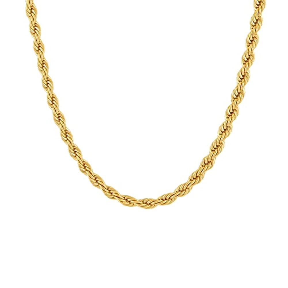 18K Gold Plated 4mm Twist Link Chain Necklace for Women & Men - Luxury Thick Simplicity Design - Perfect for Everyday Wear, Gift Giving & Special Occasions