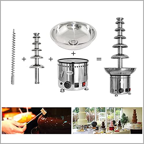 Commercial Chocolate Fondue Fountain Machine - 5 Tier Stainless Steel Melting Warmer for Chocolate, Candy, Butter & Cheese | Large Capacity Waterfall Design for Parties, Weddings & Catering Events