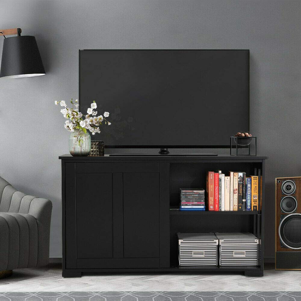 Modern TV Stand Cabinet - Wooden Black Console Table with Storage for Living Room, Dining Room & Kitchen - Home Decor Sideboard, Buffet Server & Display Shelf - Perfect for Entertainment Centers & Room Organization