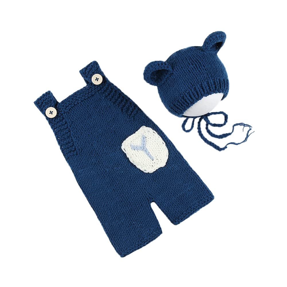 Adorable Newborn Photography Bear Outfits - Soft Crochet Knitted Romper for Baby Photoshoot (Boy & Girl) - Perfect for First Birthday, Christening & Family Portrait Sessions