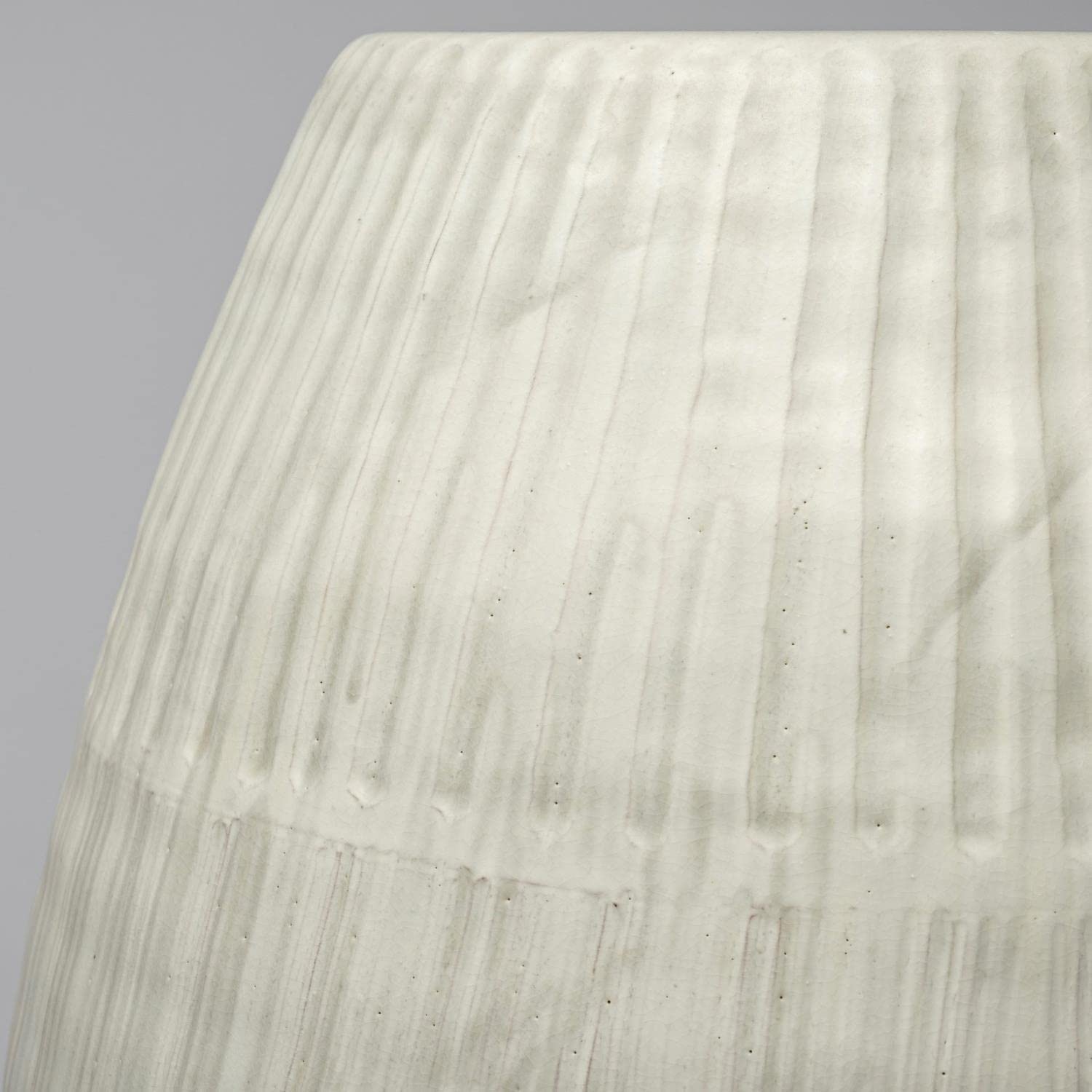 Mercana Reyan Small Pearl White Ceramic Striped Vase - Elegant Home Decor for Living Room, Dining Table, Wedding Centerpiece & Office Desk Accessories