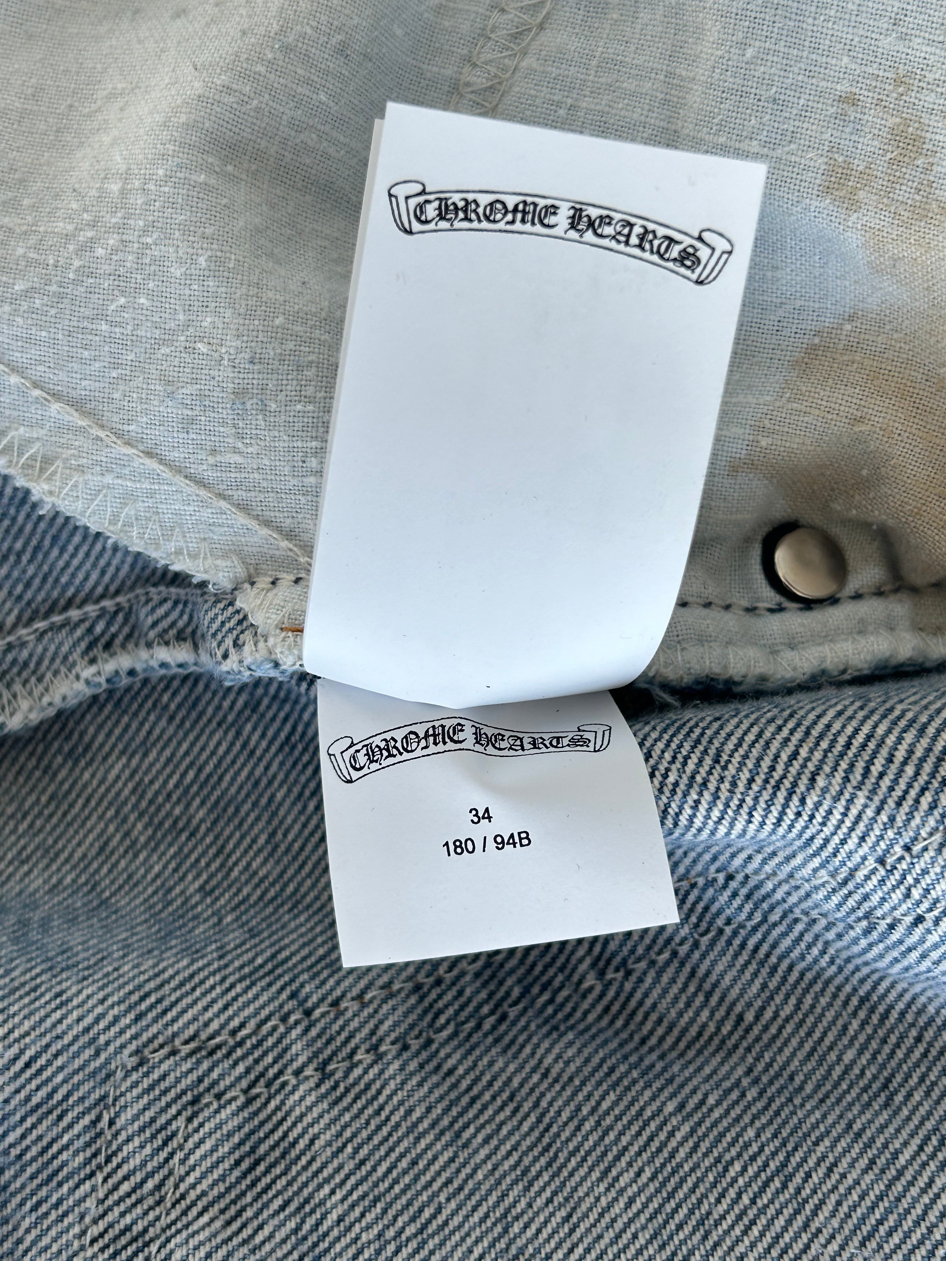 Chrome Hearts x Levi's Blue & Black Cross Patch Denim Jeans for Men - Stylish Vintage Distressed Skinny Jeans - Perfect for Casual Outfits, Streetwear, and Night Out
