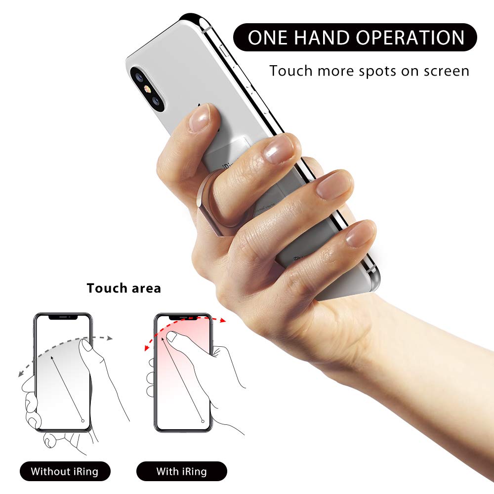 Original iRing Phone Grip Stand - Korean Made Phone Ring Holder for iPhone, Galaxy & Smartphones (Pearl White) - Perfect for Selfies, Video Calls & Secure One-Hand Use