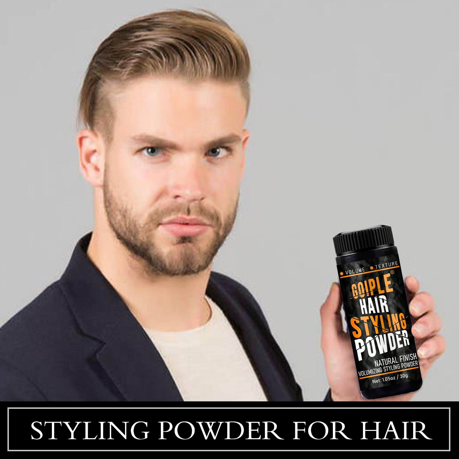 Natural Volumizing & Texturizing Hair Powder for Men - 1.05oz Lightweight Styling Powder with Flexible Hold, No Oil, Grease or Residue - Perfect for Everyday Styling, Messy Looks and Adding Volume to Thin Hair