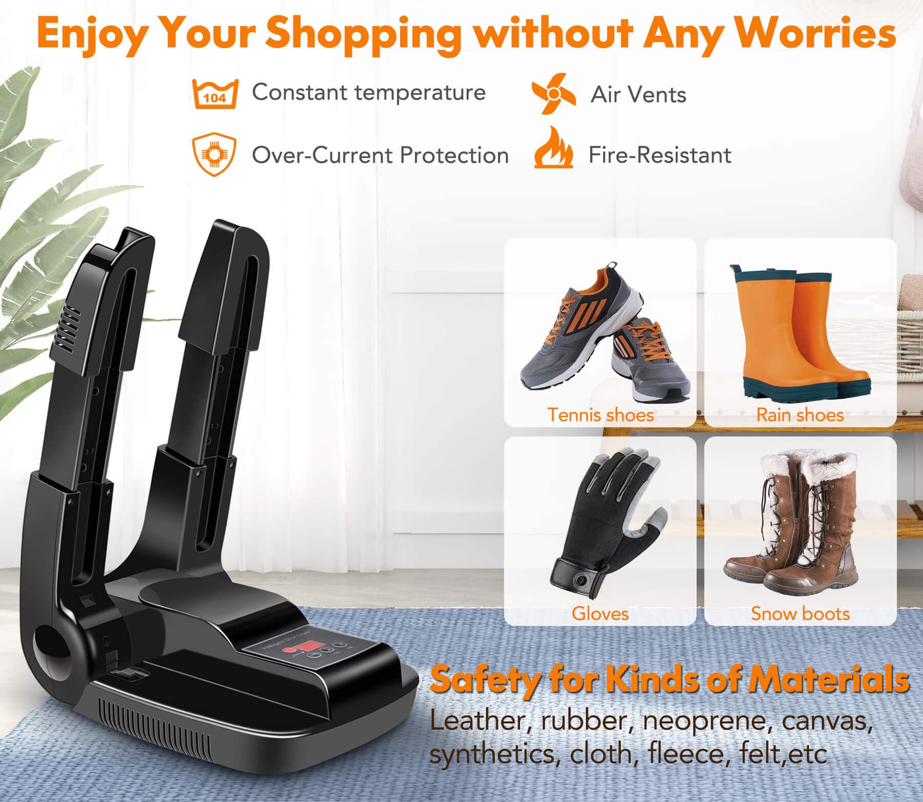 Portable Electric Shoe & Boot Dryer Warmer - Adjustable, Foldable Rack for Wet Shoes, Boots & Gloves - Perfect for Hiking, Skiing, Snowboarding & Outdoor Activities