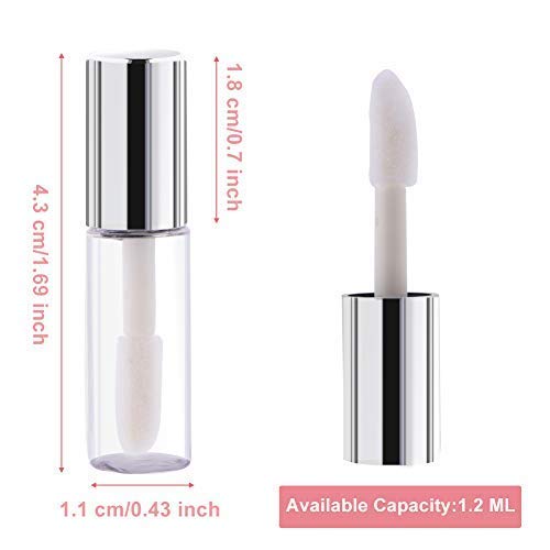 GOTOTOP 45 Pack 1.2ml Empty Clear Lip Gloss Tubes with Silver Caps - Refillable Plastic Lip Balm Containers for DIY Makeup, Cosmetic Storage & Travel Essentials (Perfect for Home, Salon & Professional Use)