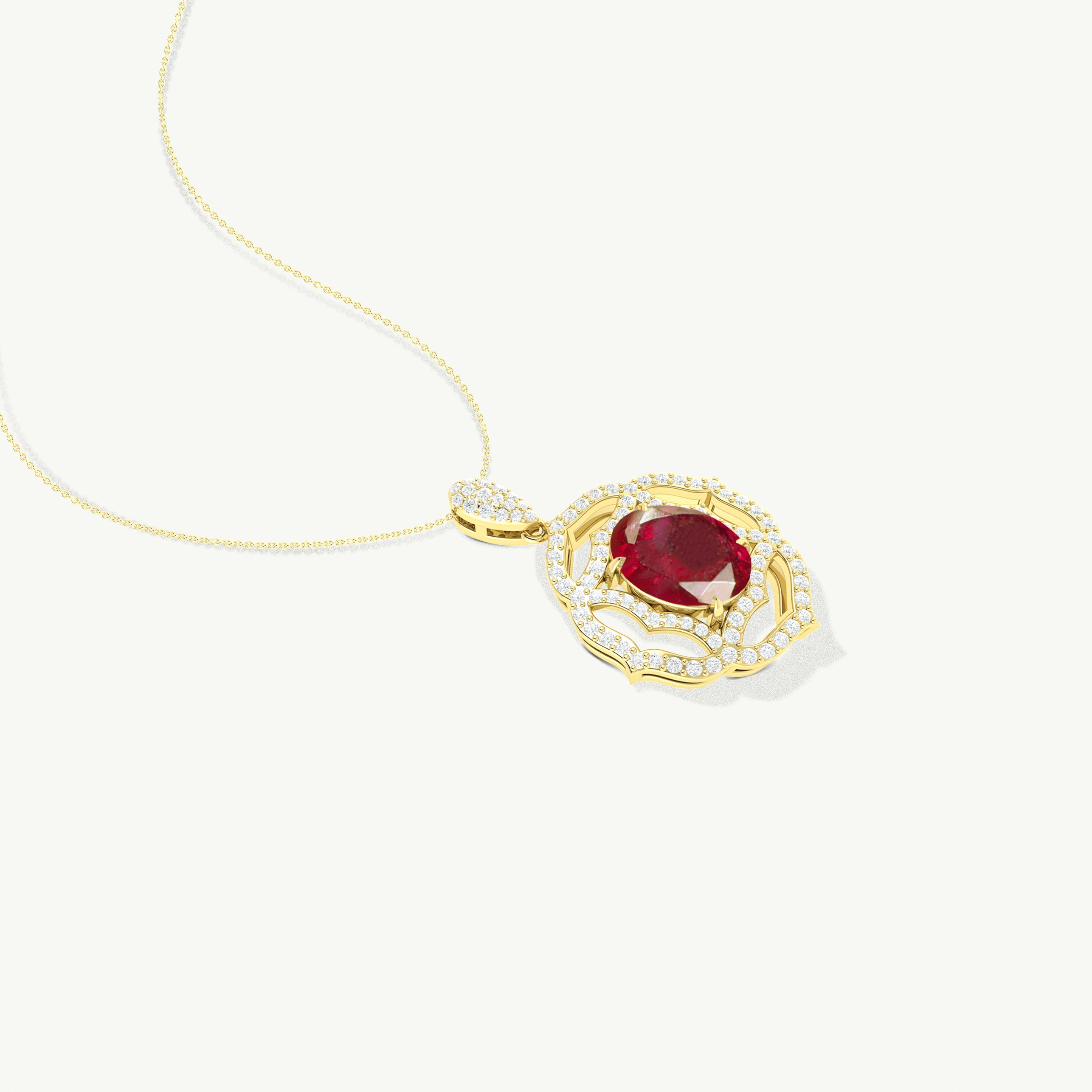Natural Red Ruby Gemstone Charm Pendant Necklace for Women - Elegant Jewelry Gift for Birthday, Anniversary & Valentine's Day - Perfect for Parties, Weddings & Special Occasions
