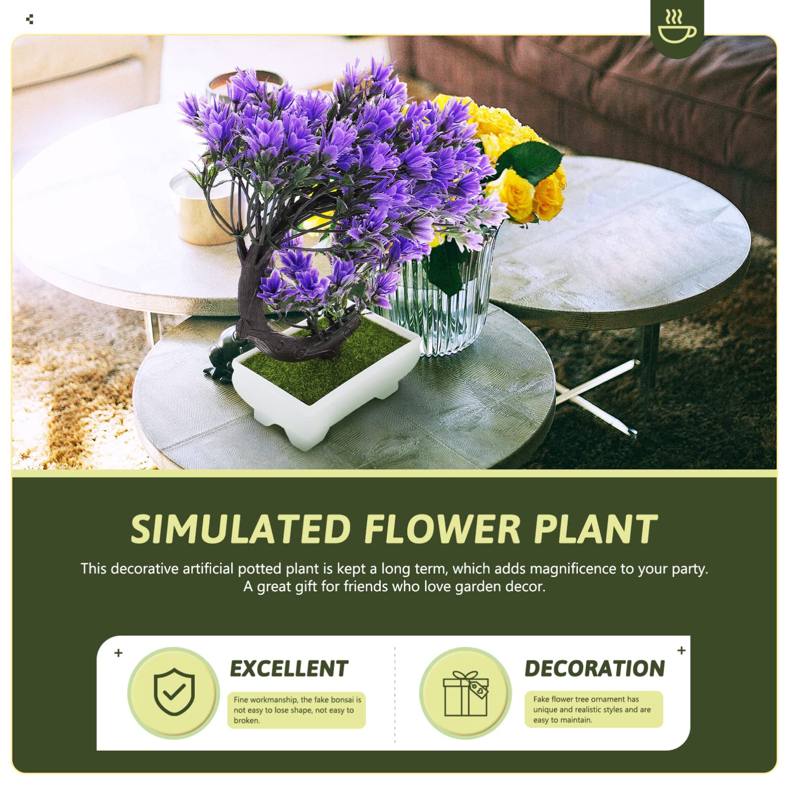 ERINGOGO Artificial Plants Indoor - Realistic Fake Flower Bonsai Decor for Dining Table, Living Room, Office Desk | Low Maintenance Home & Office Decoration