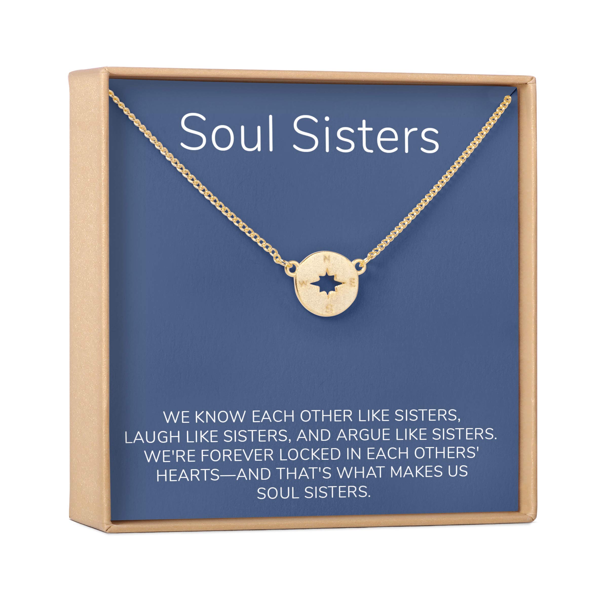 Soul Sisters Necklace - Best Friend Jewelry Gift for Long Distance Friendship, Forever Friendship Necklace with Heartfelt Card - Perfect Birthday, Christmas & Holiday Gift for Her | Sister Gift, BFF Present, Women's Jewelry for Special Occasions