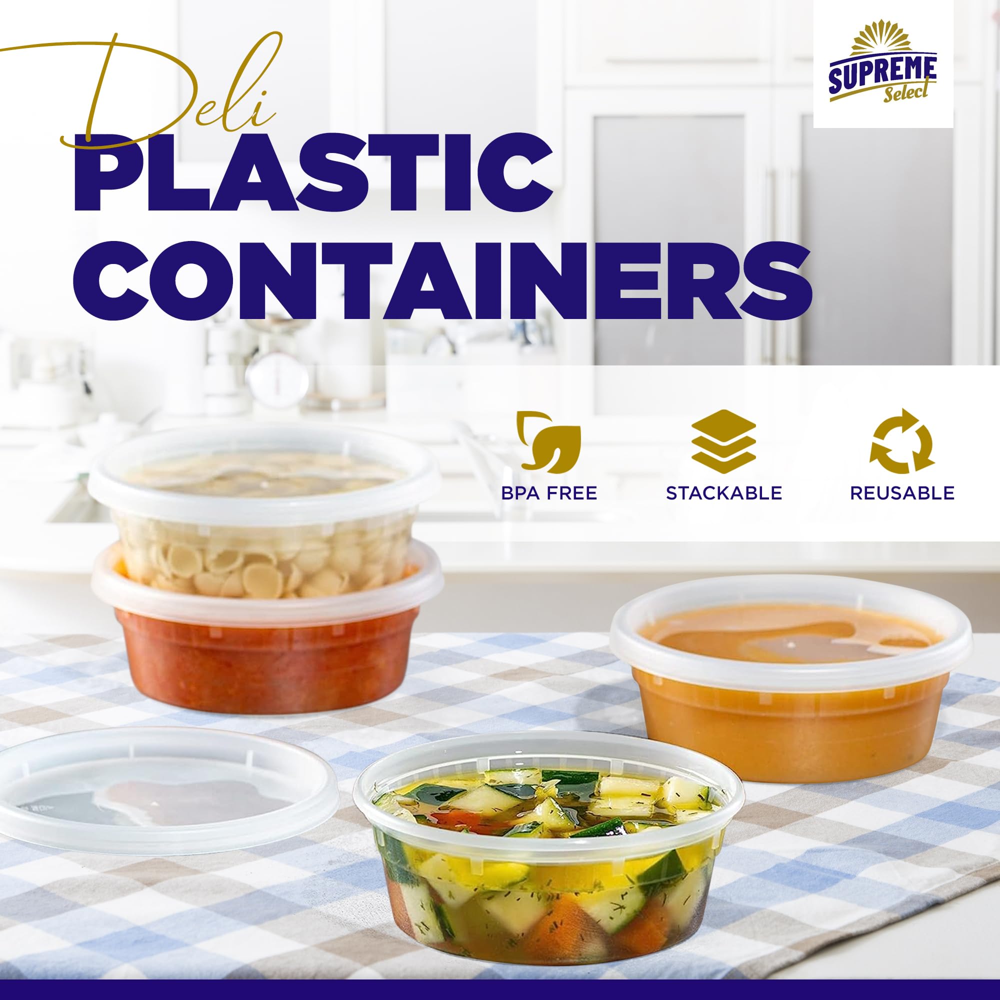 Supreme Deli Plastic Food Storage Containers with Lids - 8 oz & 32 oz (48-Piece Set) - Reusable, Microwave & Freezer Safe, Dishwasher Safe - Airtight Leakproof Containers for Meal Prep, Leftovers & Food Storage - Perfect for Home, Office & Picnics