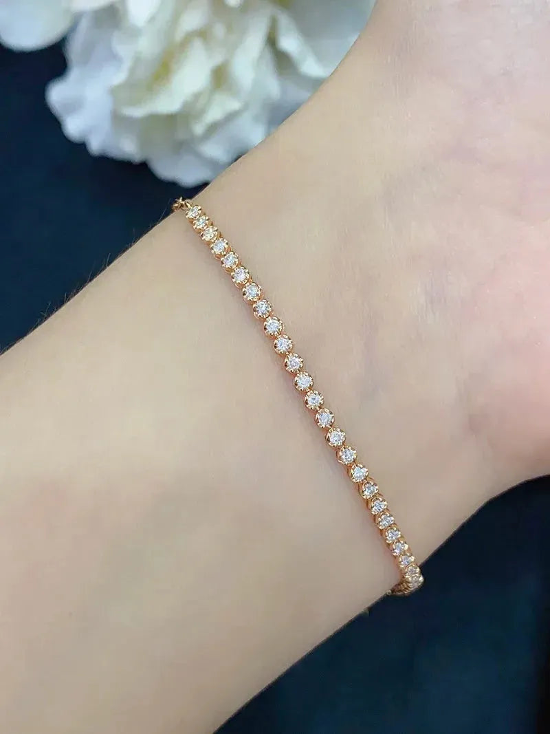 18K White Gold or Rose Gold Diamond Bracelet for Women - 0.46 Carat Natural Diamonds, Luxury Shiny Jewelry Gift for Anniversary, Birthday & Special Occasions