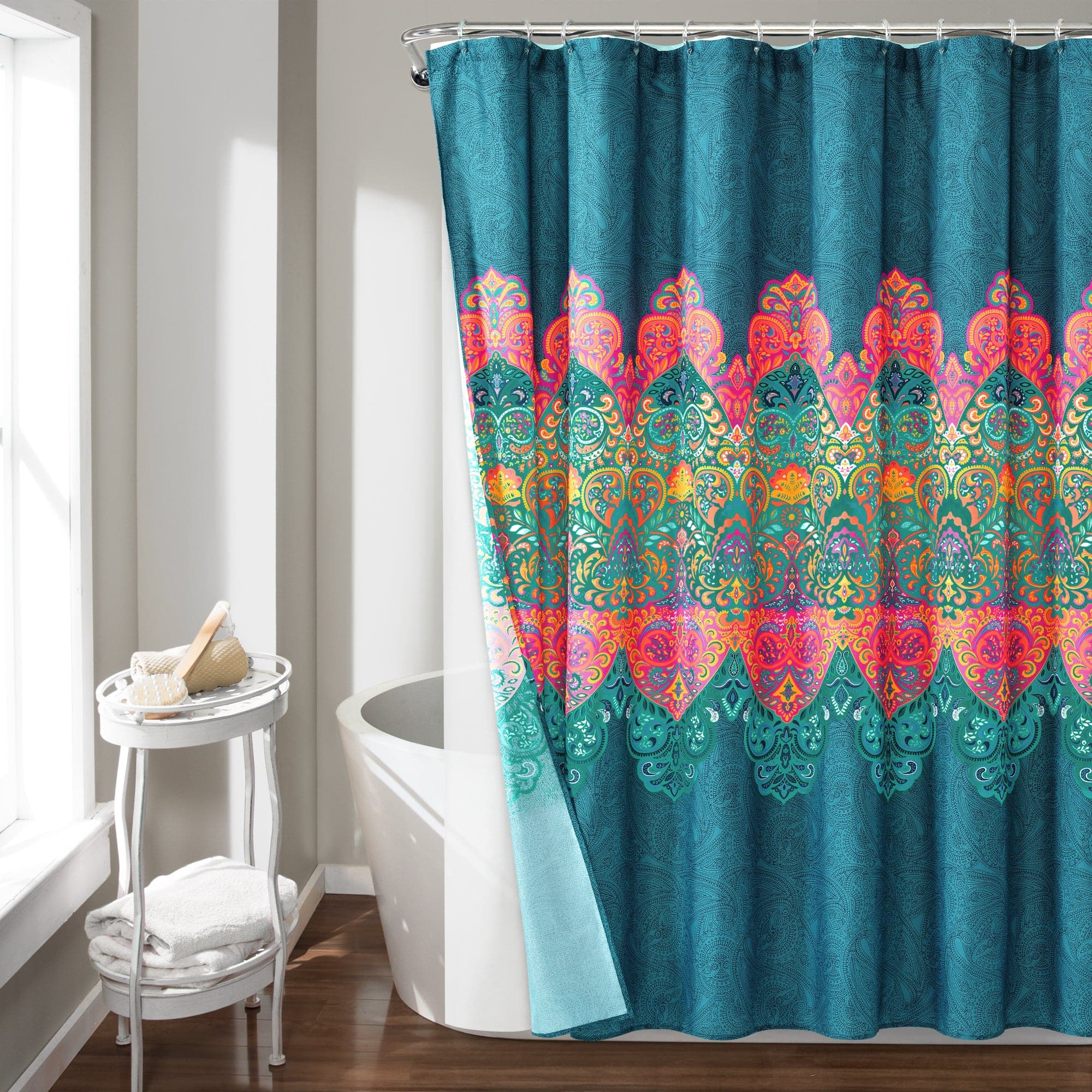 Boho Chic Shower Curtain Set - 14 Piece Bathroom Decor with Hooks & Liner - Waterproof & Stylish for Bohemian, Farmhouse & Vintage Bathrooms
