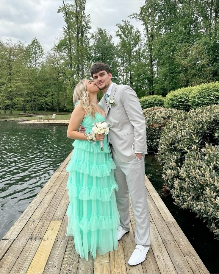 Elegant Green A-Line Ruffles Prom Dress for Formal Party & Evening Gala - Style J5778 | Perfect for Homecoming, Quinceañera & Special Occasions