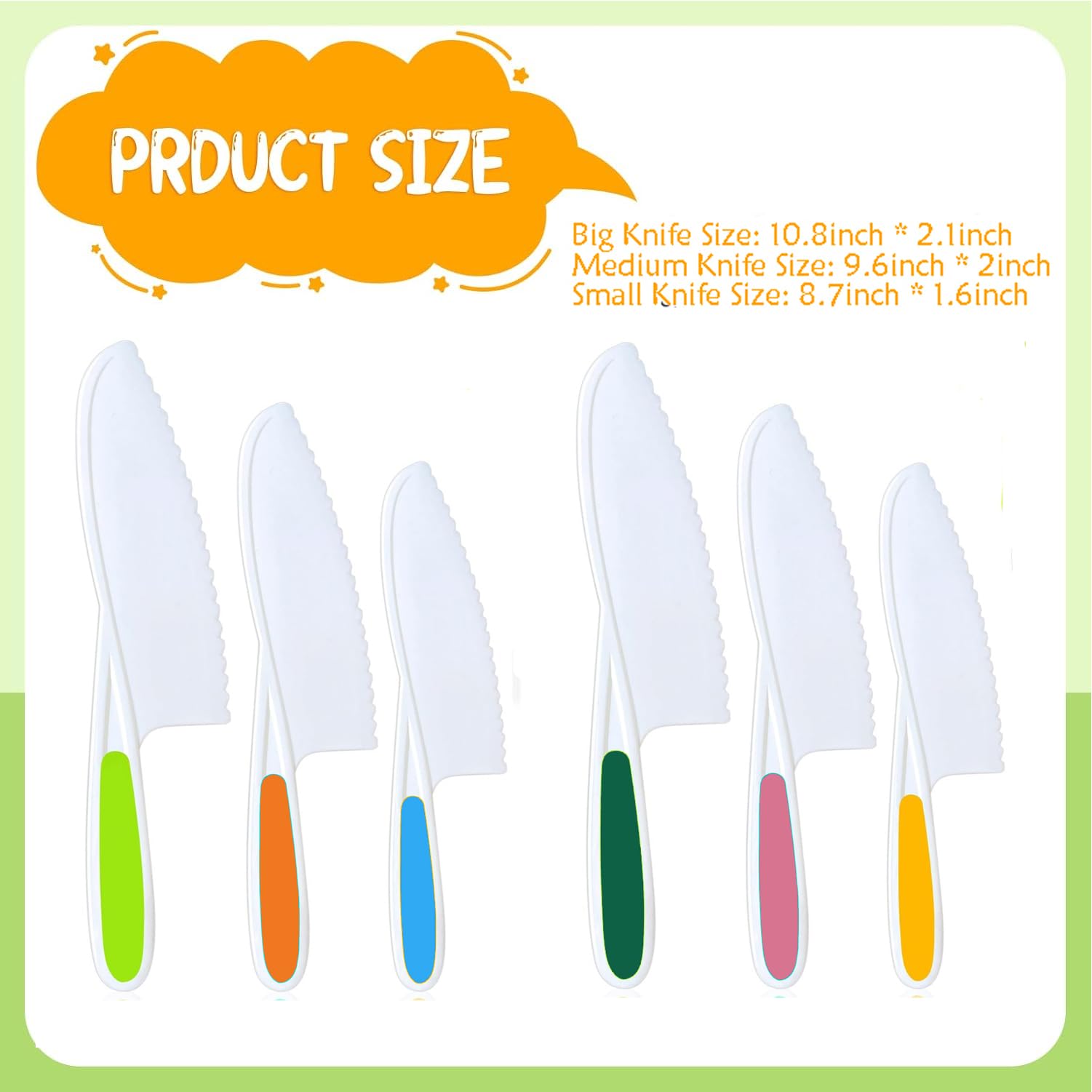 6-Piece Kids Kitchen Knife Set - BPA-Free Cooking & Baking Knives for Toddlers & Children - Safe for Real Cooking, Learning & Meal Prep at Home