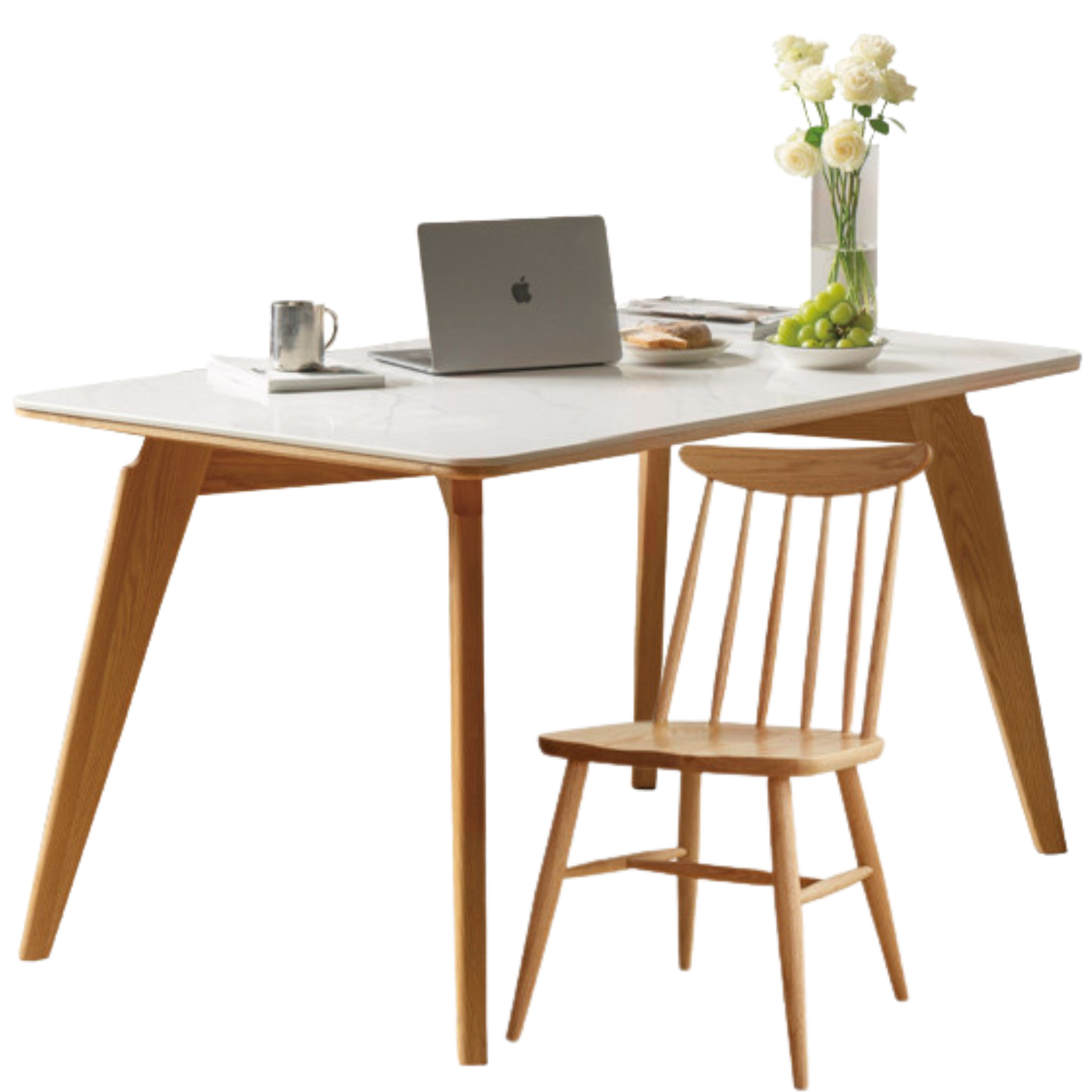 Solid Oak Wood Modern Rocking Dining Table - Perfect for Farmhouse, Rustic & Contemporary Dining Rooms