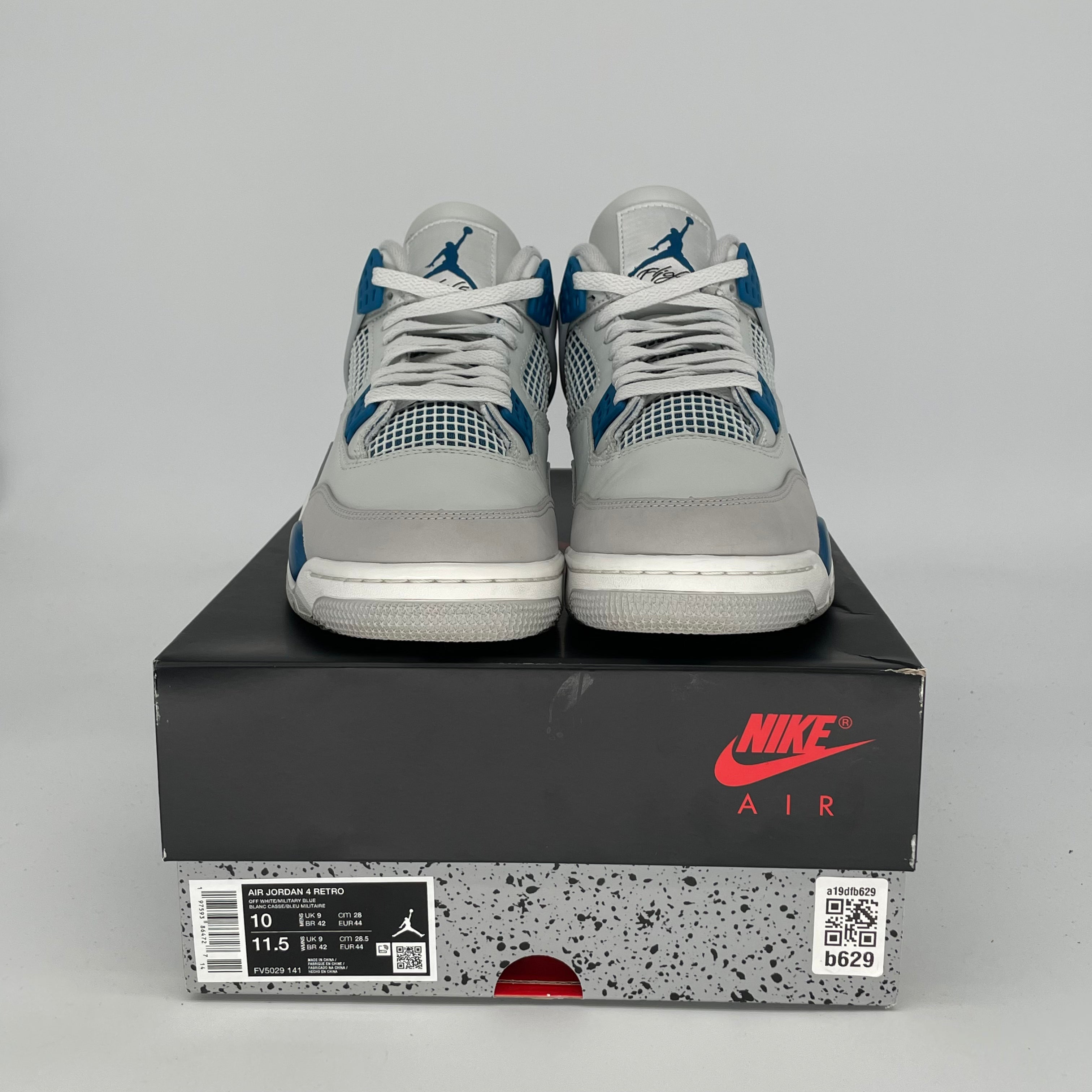 Original Air Jordan 4 Retro 'Military Blue' Men's Basketball Shoes - Size 10 & Women's Size 11.5 (FV5029-141) - Perfect for Streetwear & Sneaker Collectors
