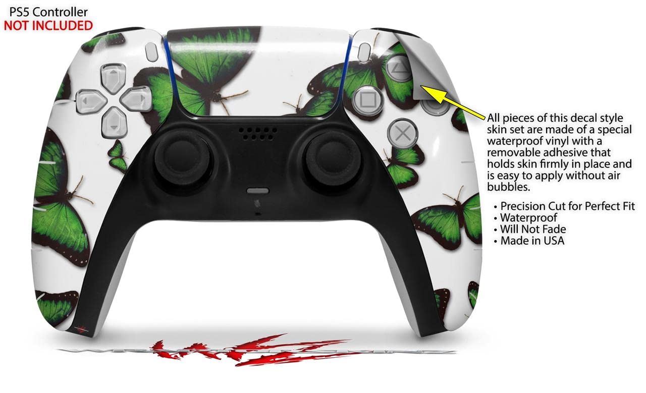 PS5 DualSense Controller Skin Wrap - Butterflies Green for Gaming Protection
