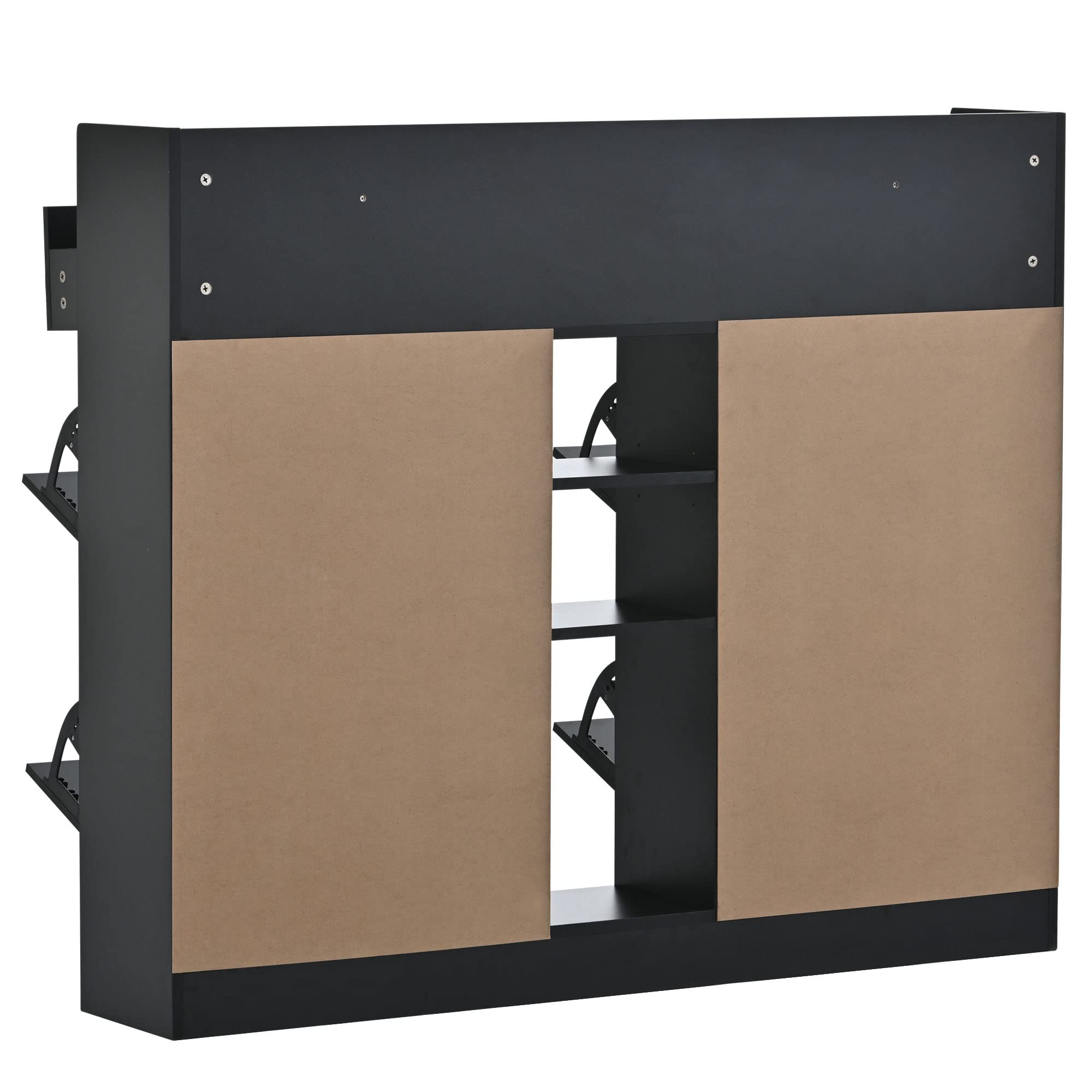 4-Tier Shoe Cabinet with Flip Drawers - Freestanding Shoe Storage Organizer for Entryway, Hallway & Closet - Space Saving Black Shoe Rack for Sneakers, Boots & Sandals - Perfect for Small Apartments & Mudrooms