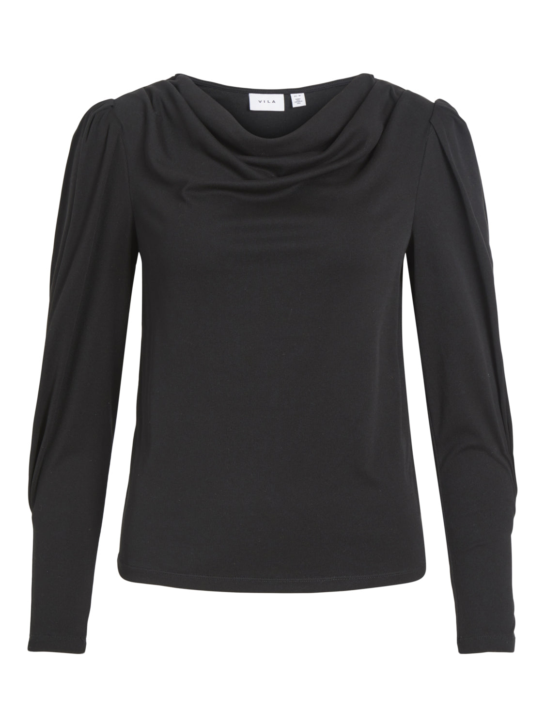 Liena Women's Waterfall Blouse - Flowy Long Sleeve V-Neck Tunic Top (Black) for Office Wear, Date Night & Special Occasions