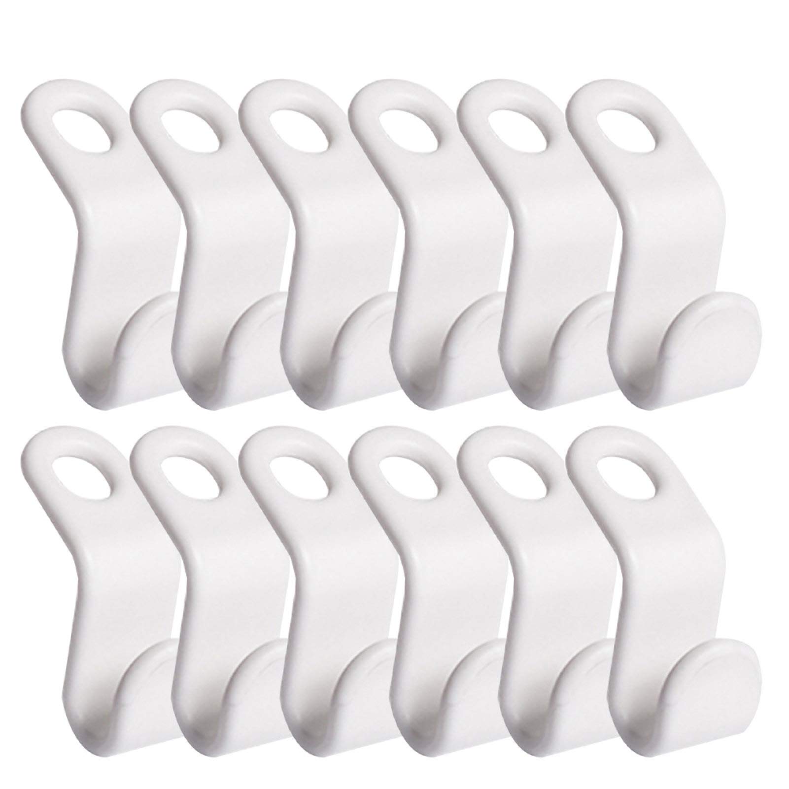12Pcs Mini Plastic Connector for Clothes Hangers - Cascading Hook Wardrobe Closet Organizer - Space Saving Storage Solution for Small Closets & Dorm Rooms
