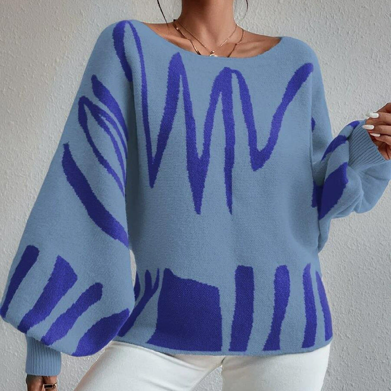 Women's Loose Knit Pullover Sweater with Lantern Sleeve Design - Cozy Casual Wear for Fall & Winter, Perfect for Office, Date Night and Weekend Outings