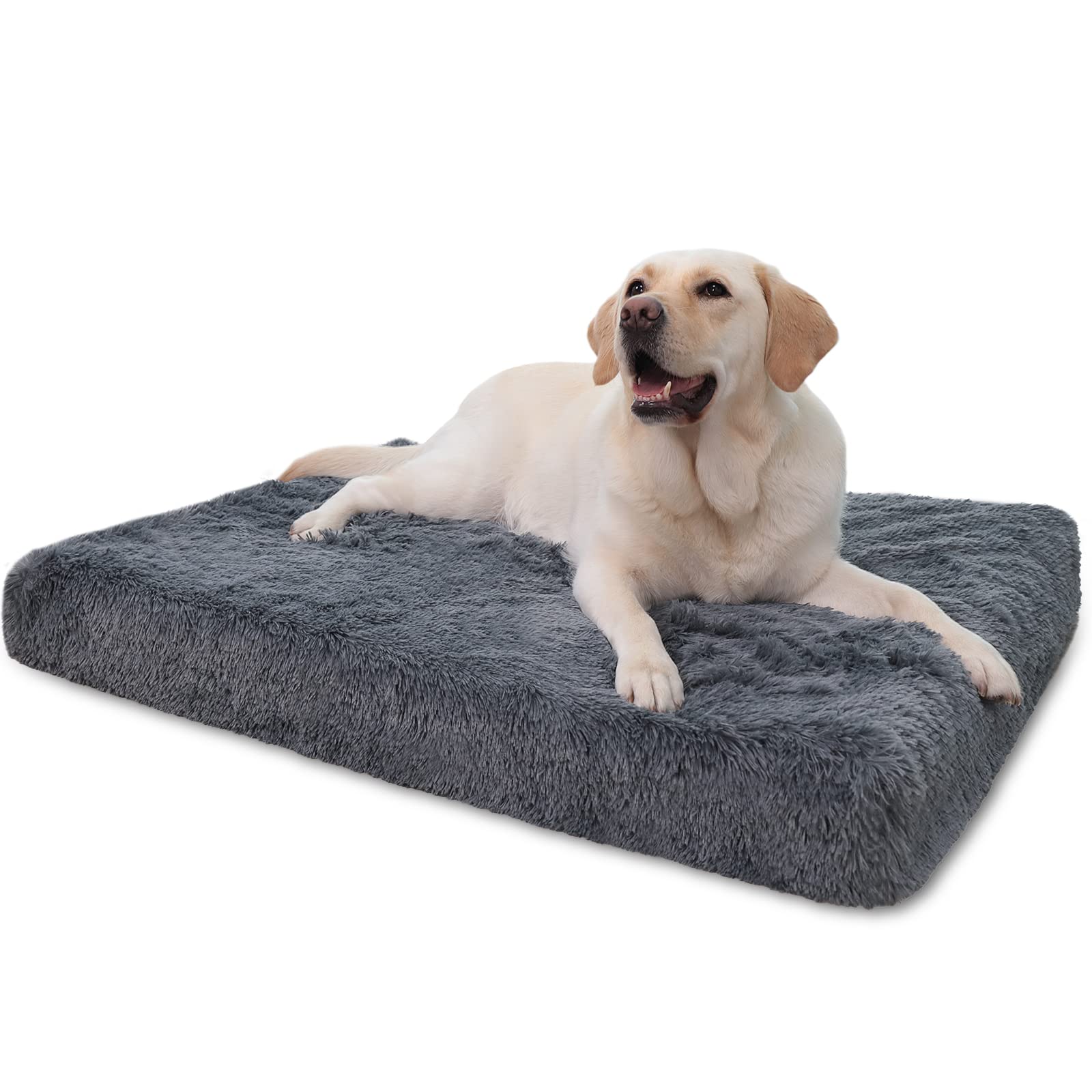 MIHIKK Extra Large Orthopedic Dog Bed - XL Egg Crate Foam Pet Mattress with Removable Washable Cover, Waterproof & Non-Slip Bottom - Anti-Anxiety Comfort for Large Dogs (41x29 Inches, Dark Gray) - Perfect for Living Room, Bedroom or Crate Use