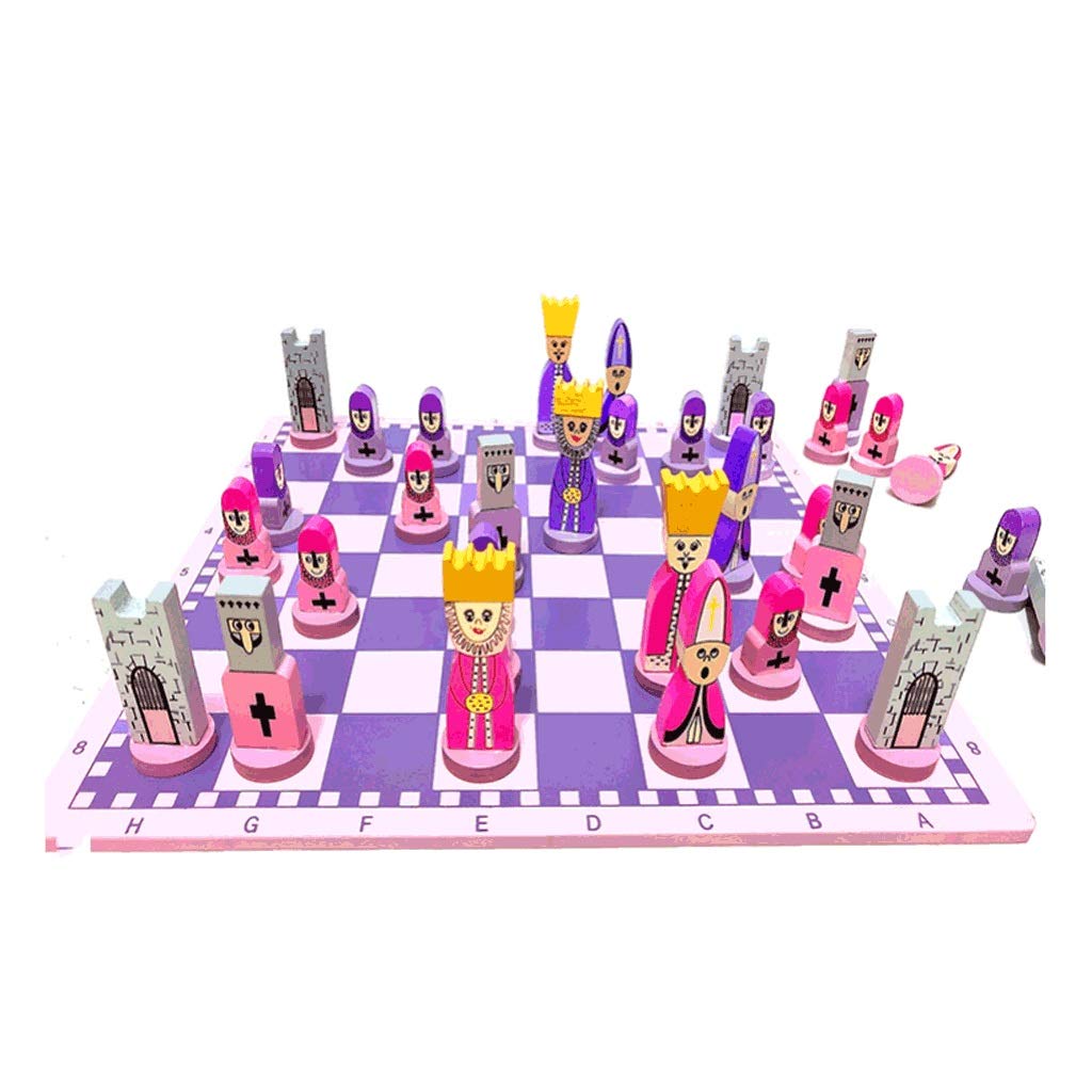 LTCTL Wooden Chess Set with Eco-Friendly Painted Chess Pieces & Board - Pink | Classic Strategy Board Game for Family Game Night, Gifts & Home Decor