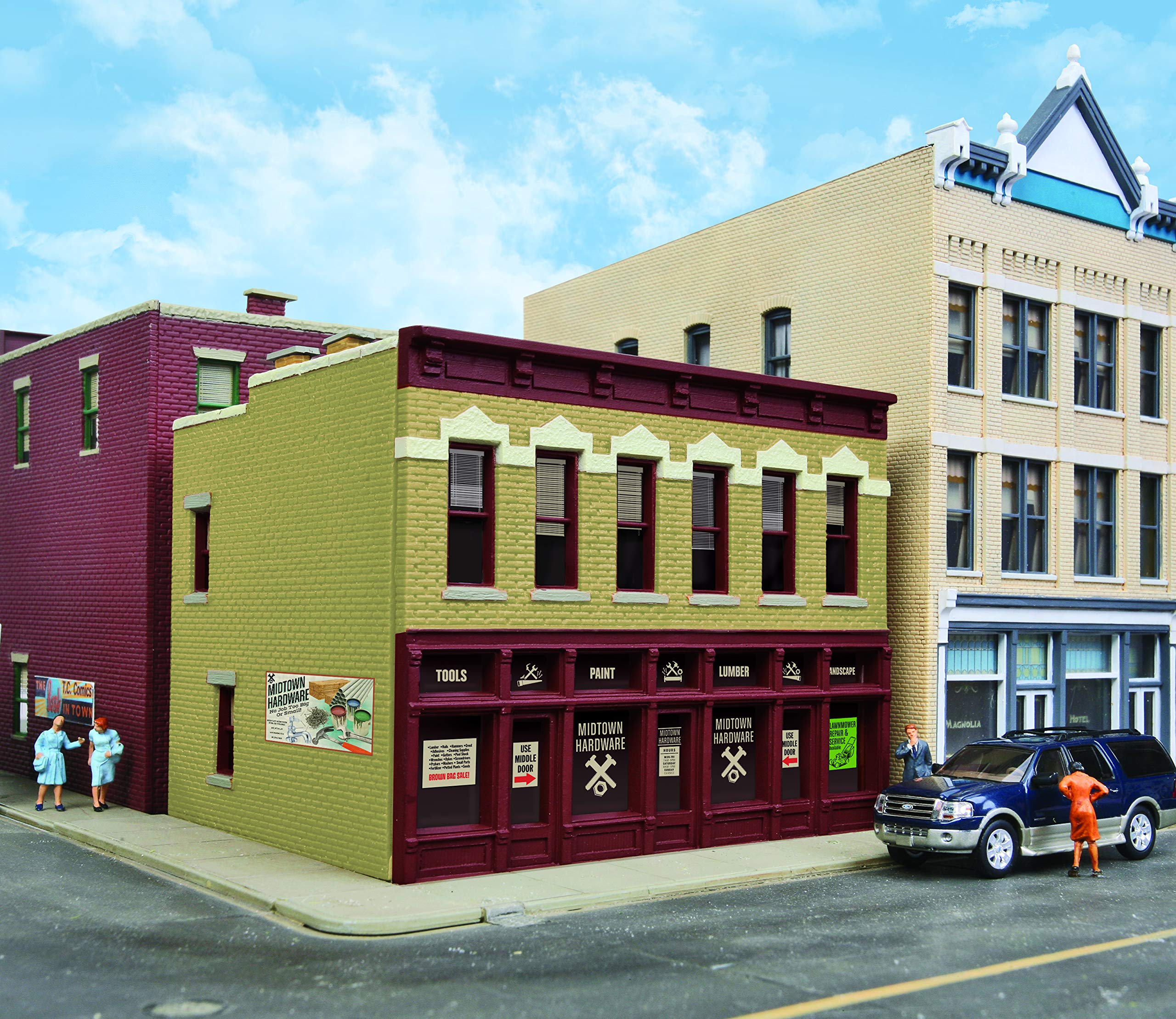 HO Scale Model Train Building - Midtown Hardware Store (Assembled) - Perfect for Model Railroad Layouts & Diorama Scenes
