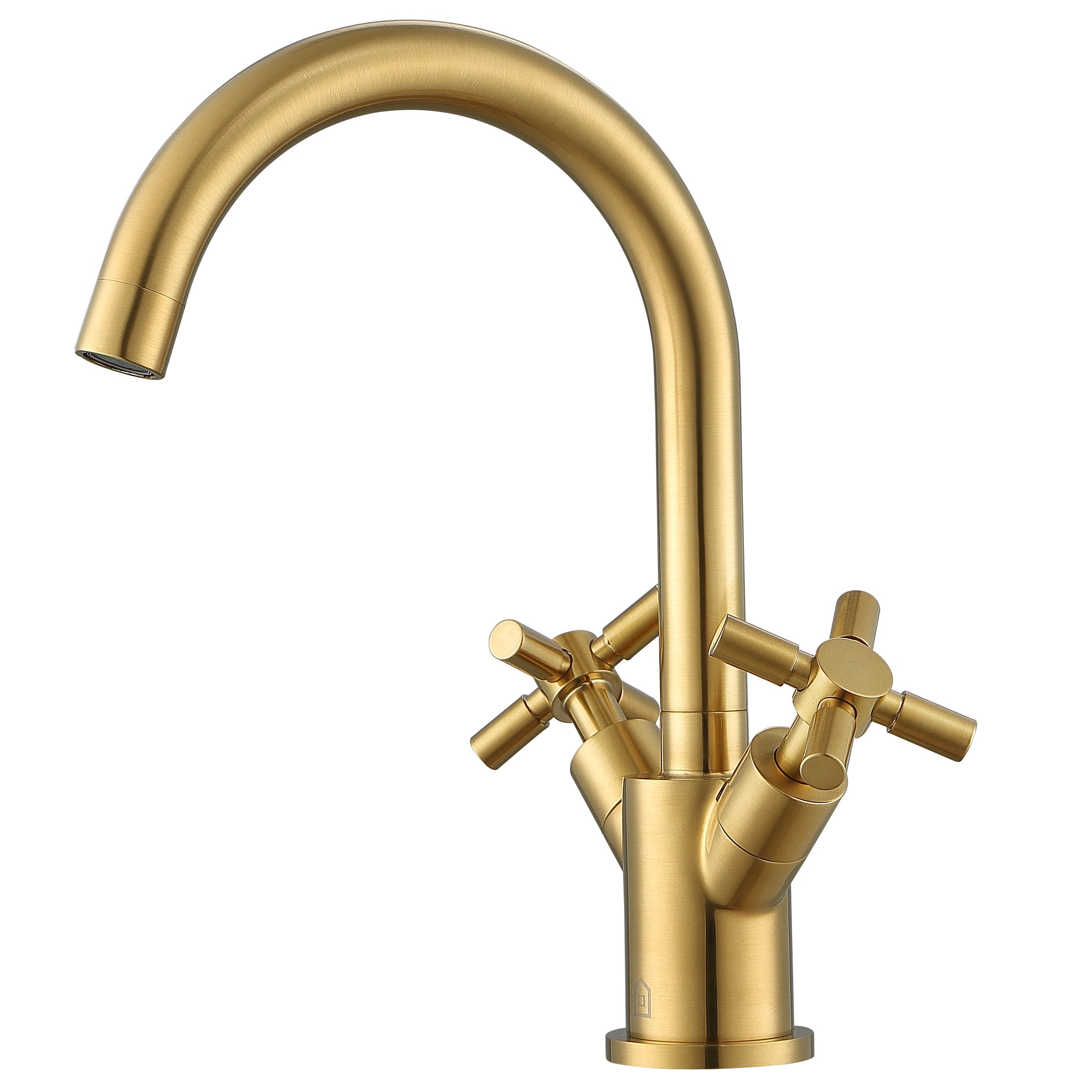 Brushed Gold Single Hole Double Cross Handle Bathroom Faucet - Modern Matte Finish for Bathroom Sink, Vanity & Powder Room (Prima Colori) | Perfect for Home Renovation & Luxury Interior Design