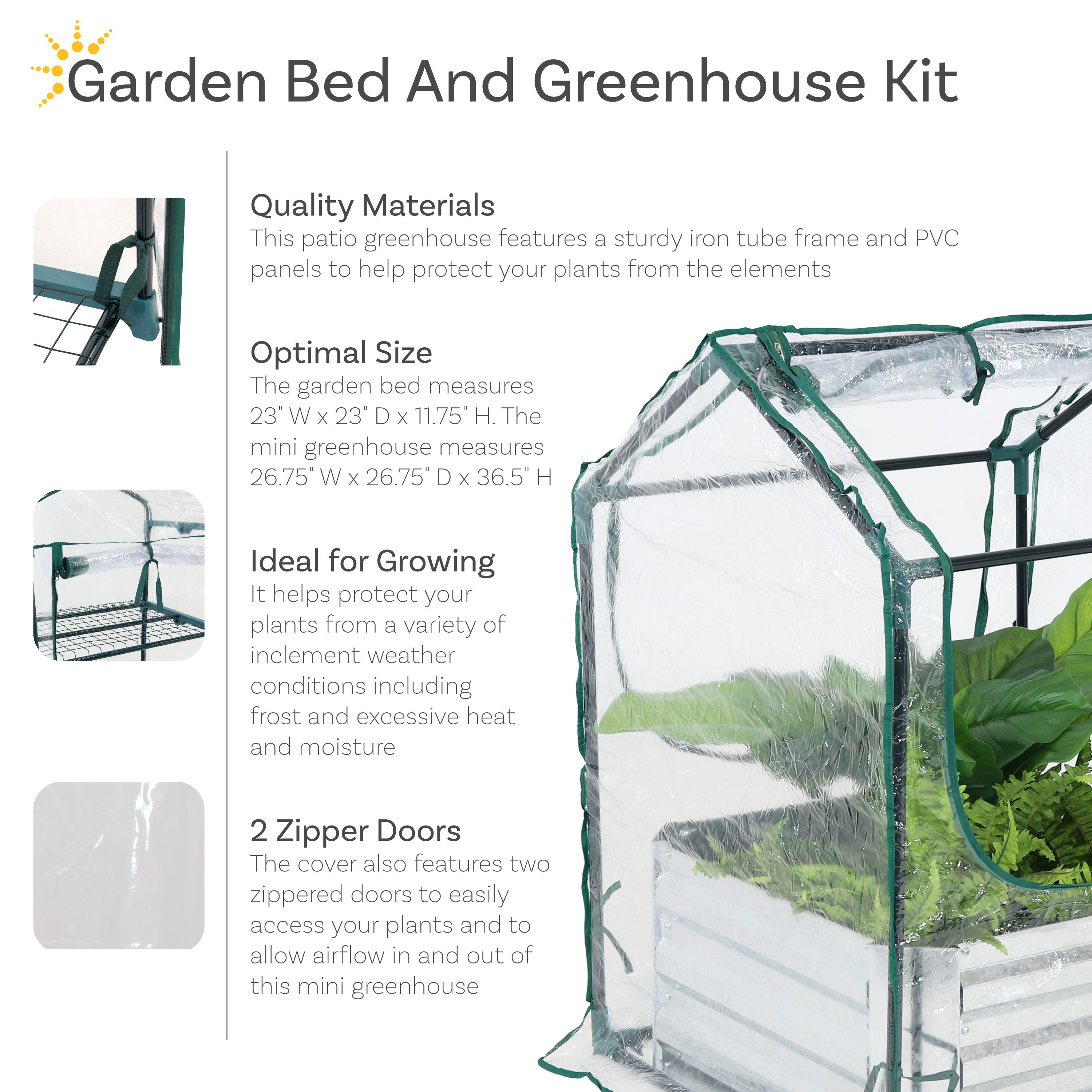 Sunnydaze 4x8ft Steel Raised Garden Bed with Mini Greenhouse Kit - Durable Outdoor Gardening Solution for Vegetables, Herbs & Flowers - Perfect for Backyards, Patios & Urban Gardening