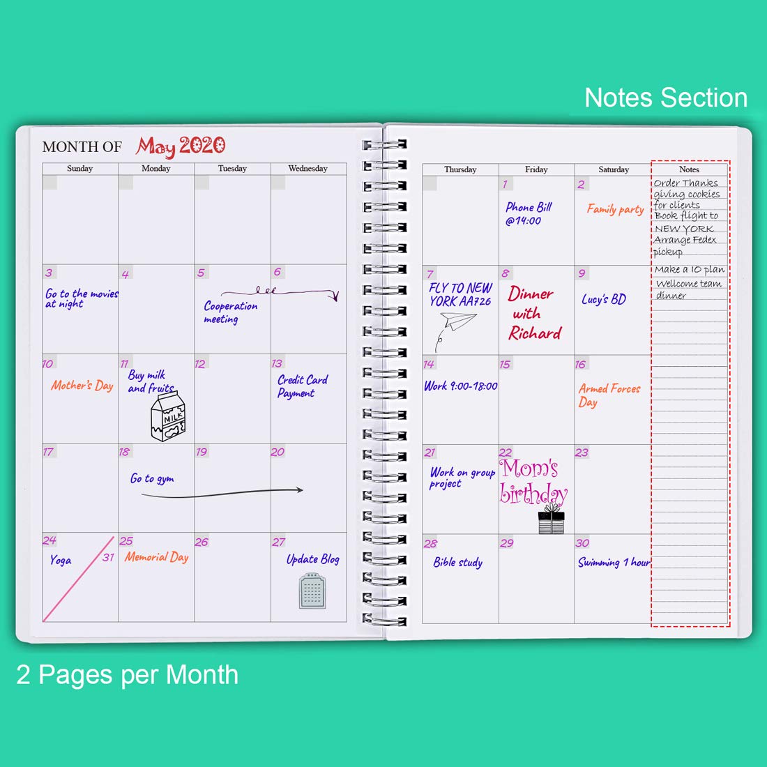 Nokingo Undated Weekly & Monthly Planner 2025 - 5.85