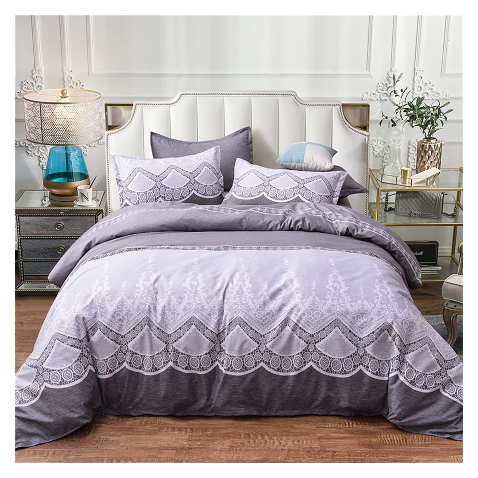 TOMYEUS Floral Duvet Cover Set - Elegant Printed Quilt Cover with Pillowcases, Full/Queen/King Size Bedding for Master Bedroom | Soft Home Textile for Cozy Nights & Guest Room Decor
