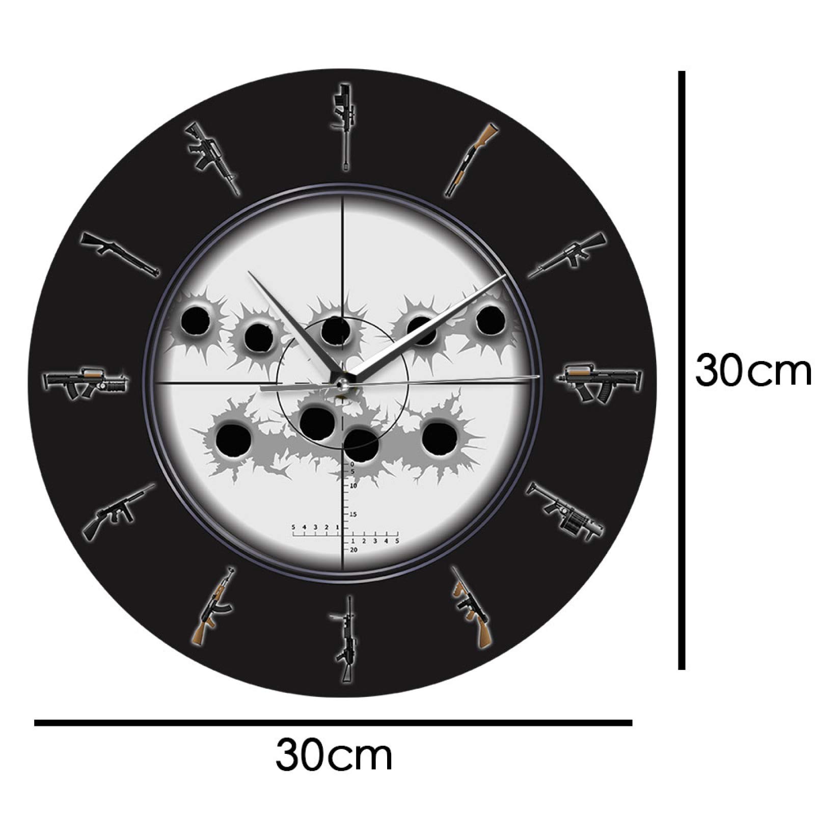 Military Sniper Wall Clock with Bullet Holes - Army Man Cave Decor for Home & Office