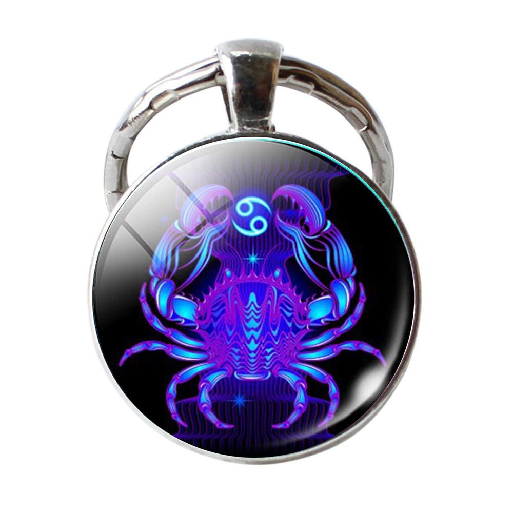 12 Constellation Zodiac Sign Keychain - Double Face Pendant Keyring with Key Holder | Astrology Gift for Birthday, Home Decor & Car Accessories