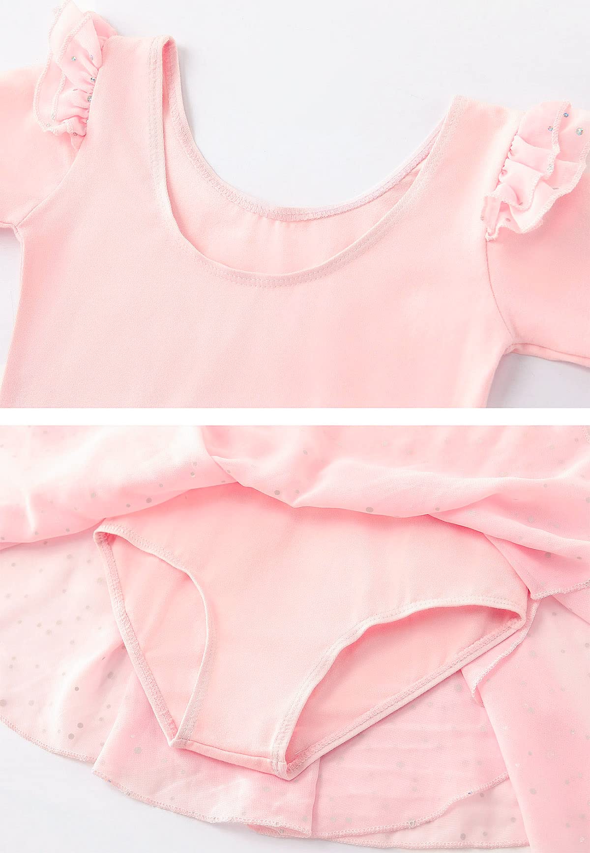 Toddler Girls Ballet Leotard with Skirt - Short Sleeve Dance Outfit for Ballerina Class & Performance | MDNMD