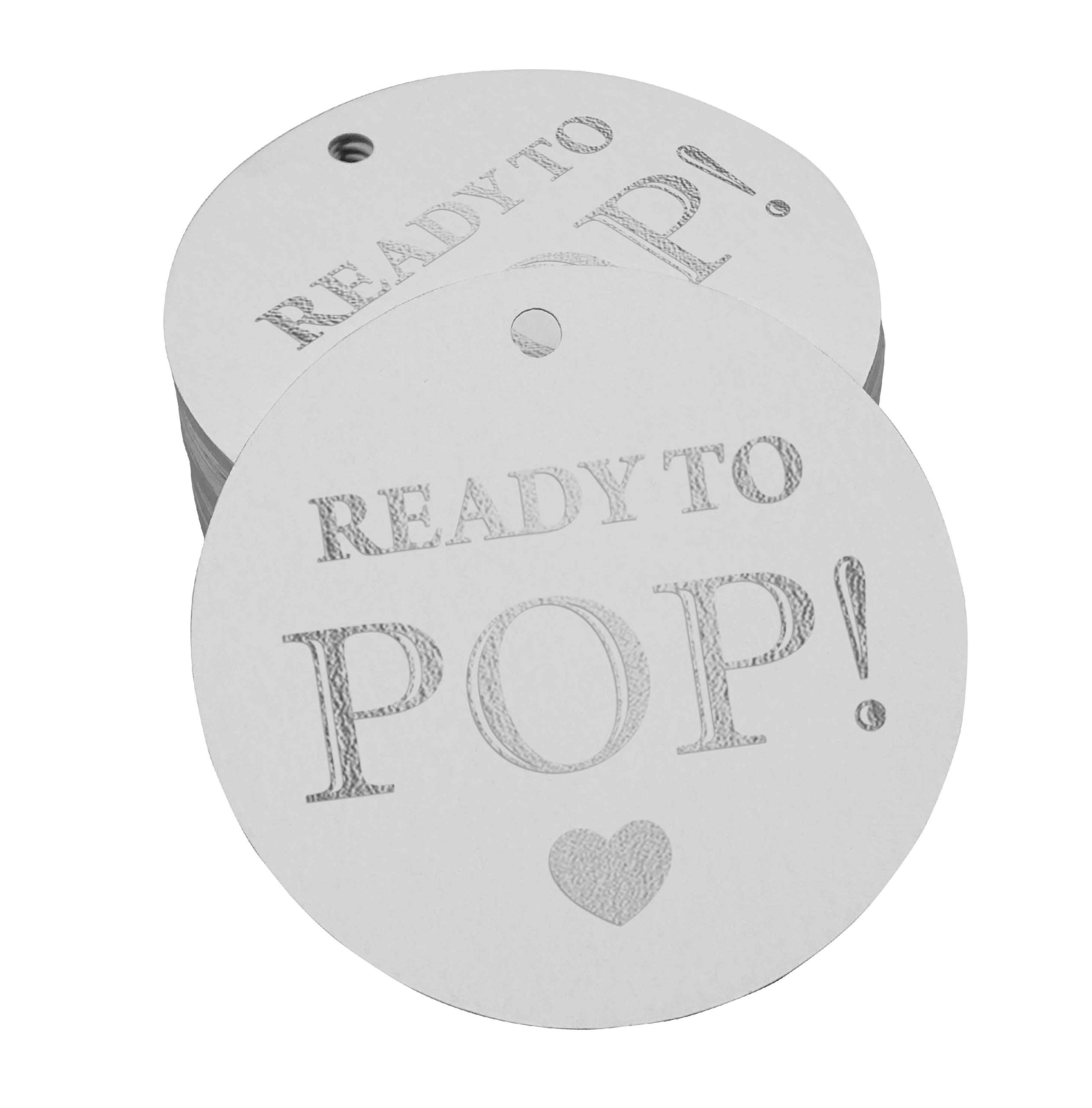 50 Pack Ready to Pop Baby Shower Bottle Tags - Real Silver Foil Favor Hang Tags for Gender Reveal, Newborn Celebration & Party Decorations