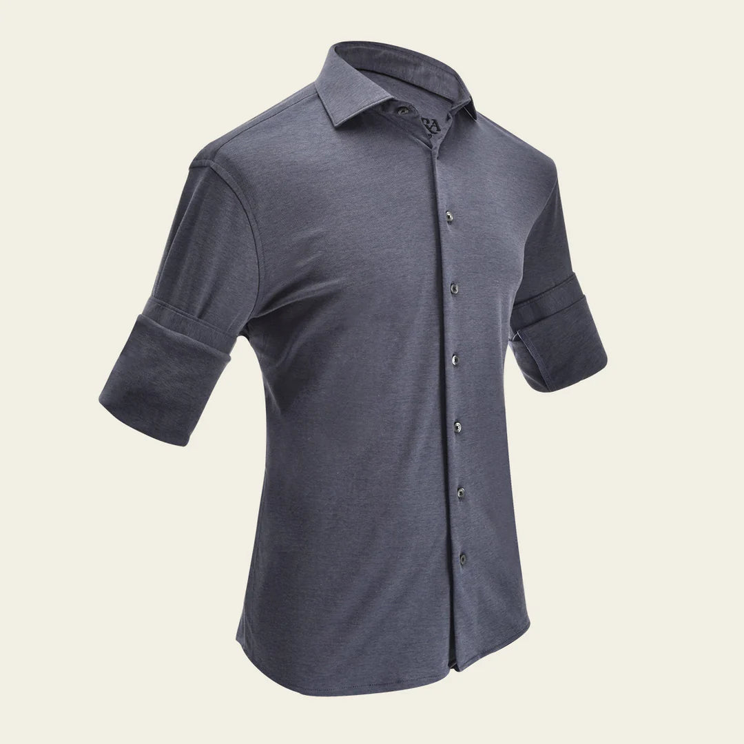 CM210101 Men's Cuadra Navy Grey Shirt - Casual Slim Fit Button Down Dress Shirt for Work, Office & Everyday Wear