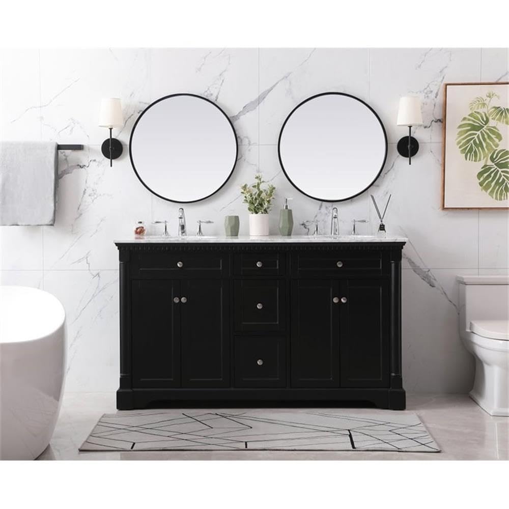 Modern Under Sink Bathroom Storage Organizer Cabinet - 28 Inch Elegant Black LED Double Ring Chandelier for Bathroom & Kitchen Decor - Perfect for Small Space Organization & Stylish Lighting