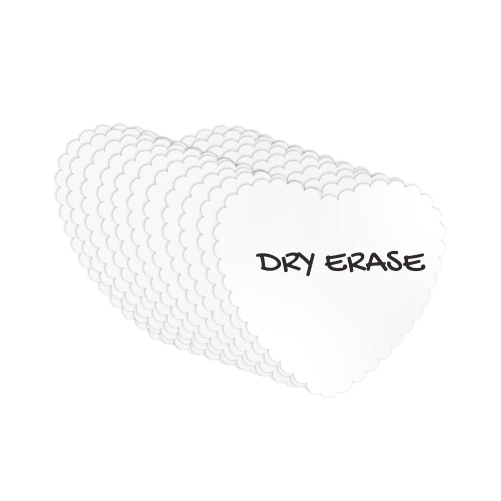 Flexible Dry Erase Magnetic Shelf Labels - 10 Pack Heart Shaped White 2