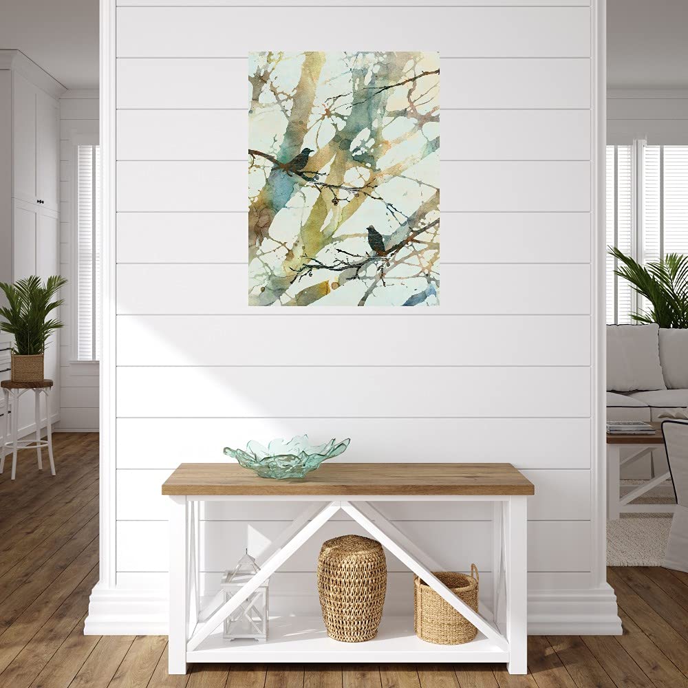 Botanical Birds II Canvas Wall Art - Hand Painted by Artist Carol Robinson - 24x32 Inches - Ready to Hang - Nature Inspired Home Decor for Living Room, Bedroom, Office & More - Perfect Gift for Housewarming & Interior Design