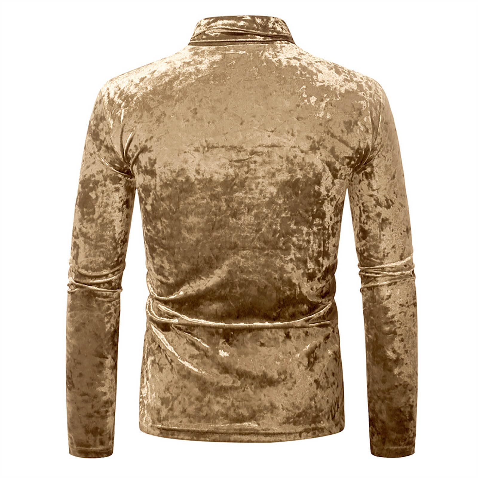 Men's Slim Fit Velvet Long Sleeve Turtleneck Pullover Sweater - Retro Party & Stage Performance Top for Winter Fashion & Holiday Outfits