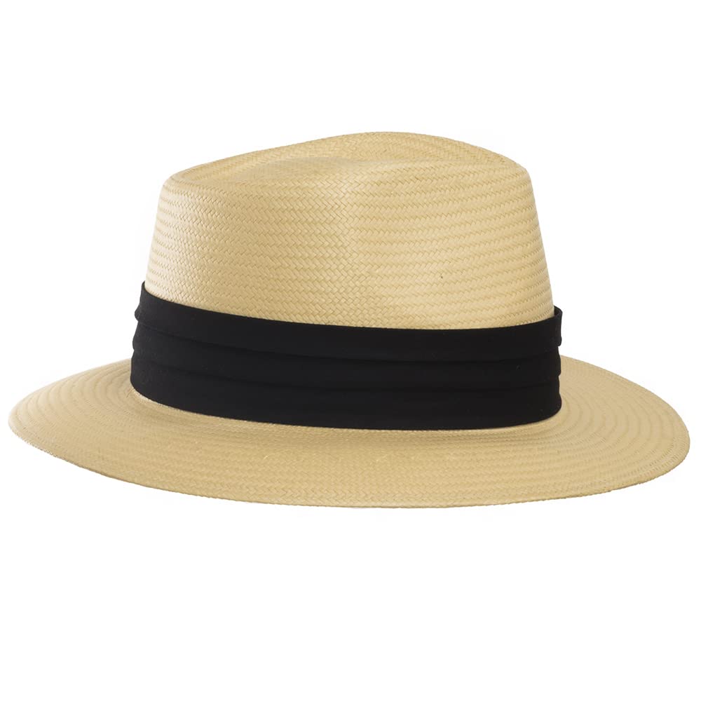 Monte Cristo Classic Fedora Straw Panama Hat - Wide Brim Sun Hat for Men & Women - Lightweight UPF 50+ Beach Hat for Summer, Travel, and Outdoor Activities