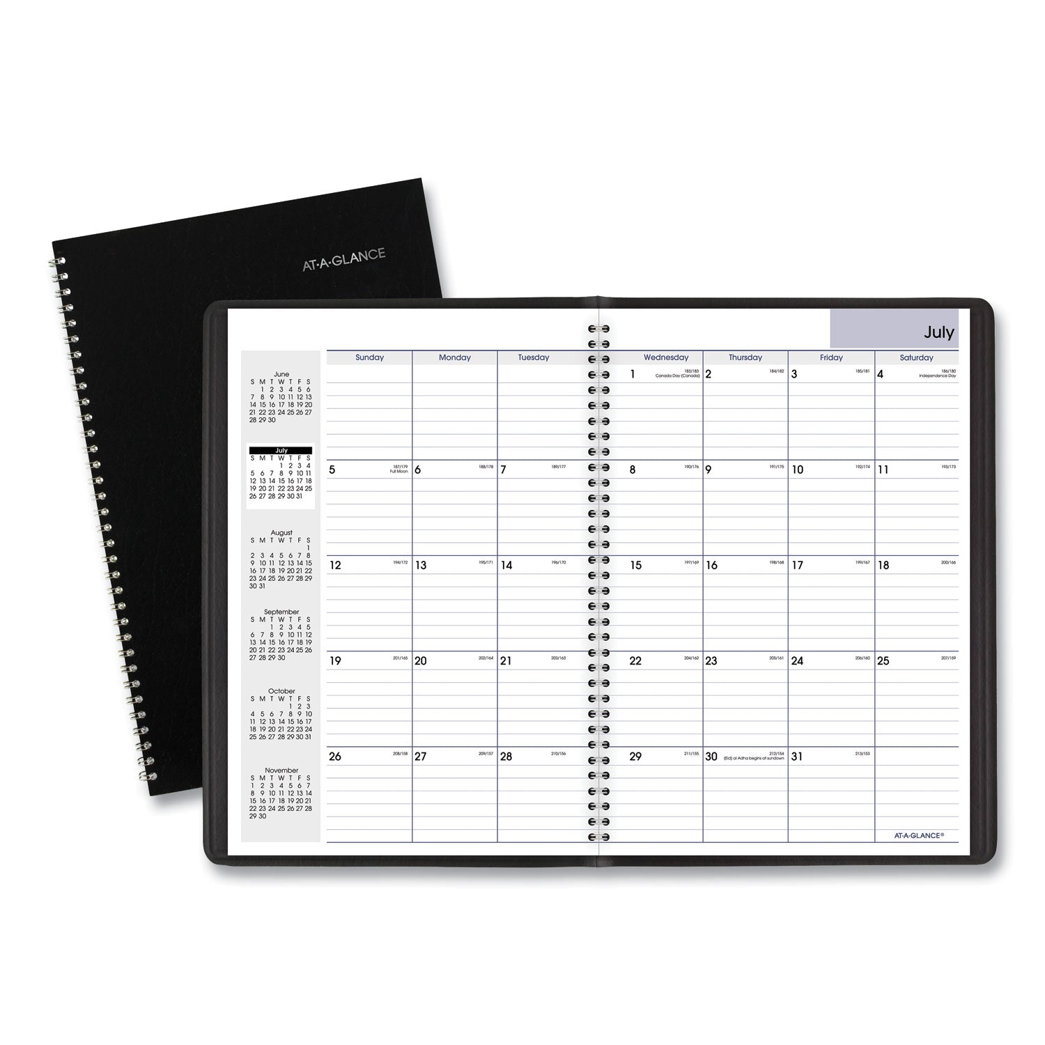 AT A GLANCE® 2024-2025 Academic Year Monthly Planner - 14 Months (July to August), Ruled Blocks, 12 x 8 Inches, Black Cover - Perfect for Students, Teachers & Office Professionals