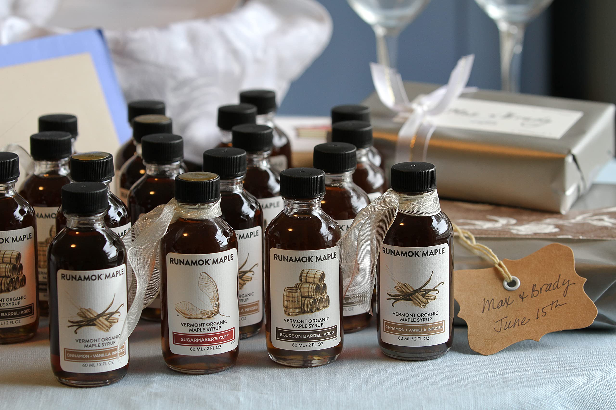 Premium Pure Maple Syrup Mini Bottles - 24 Pack (2 Fl Oz/60ml Each) | Grade A Amber Rich Maple Syrup for Wedding Favors, Stocking Stuffers & Gift Baskets | Perfect for Pancakes, Waffles, Coffee & Dessert Toppings