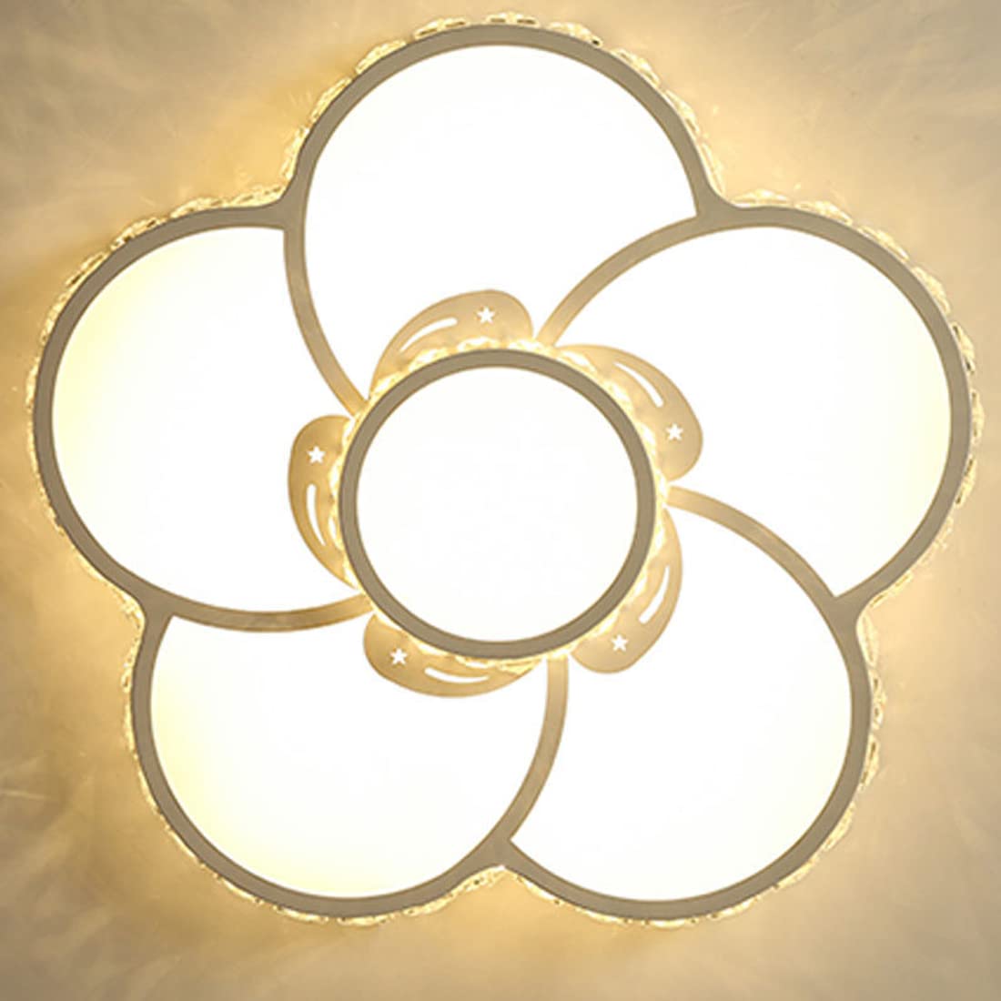 48W LED Ceiling Light - Modern Crystal Flower Design, Dimmable Panel Light with Remote Control, Ø60cm White LED Lighting for Living Room, Bedroom, Office, Dining Room & Kids Room | Energy-Efficient, Stylish Home & Office Decor