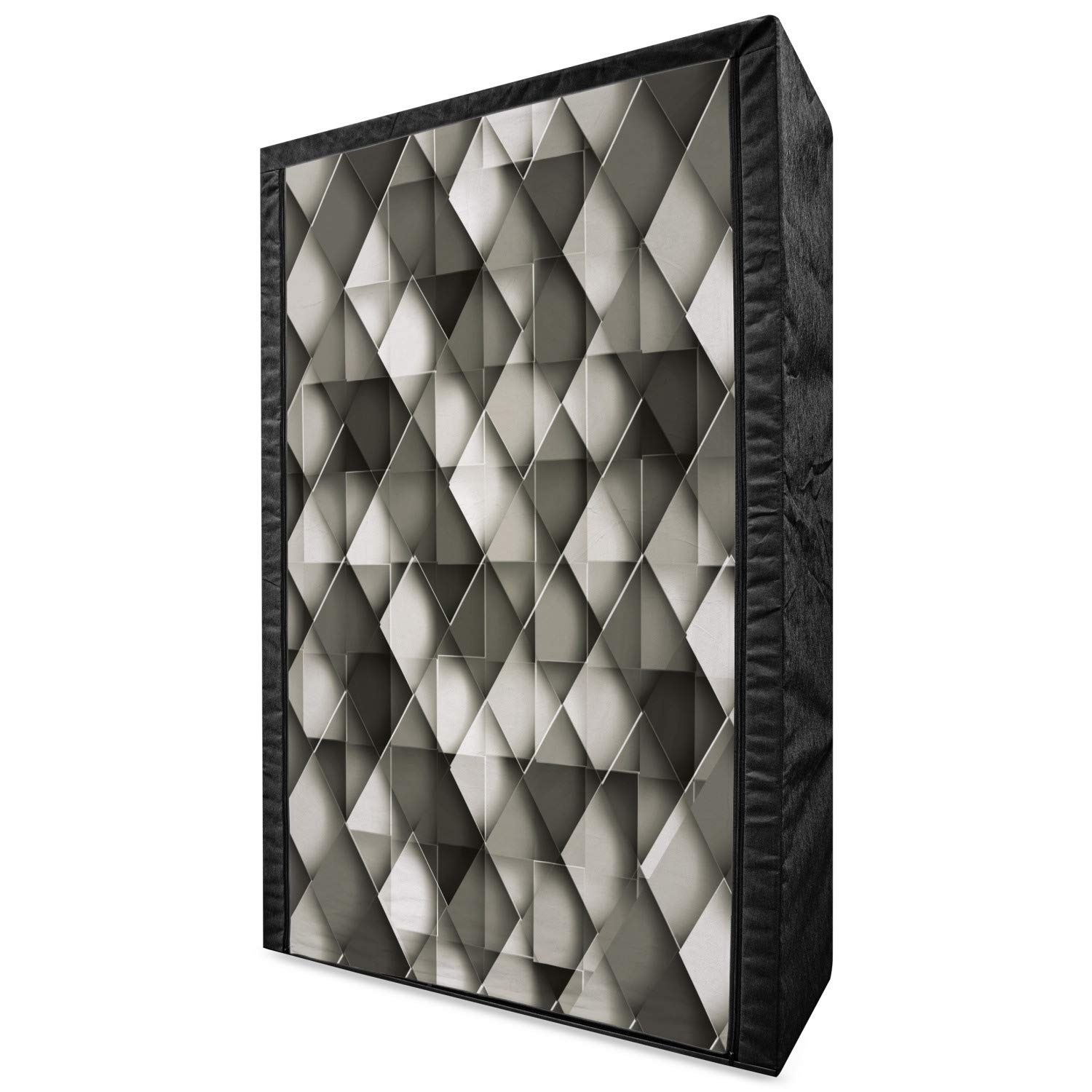 Ambesonne Modern Portable Fabric Wardrobe with Geometric Grey Ombre Squares Design - 42.5