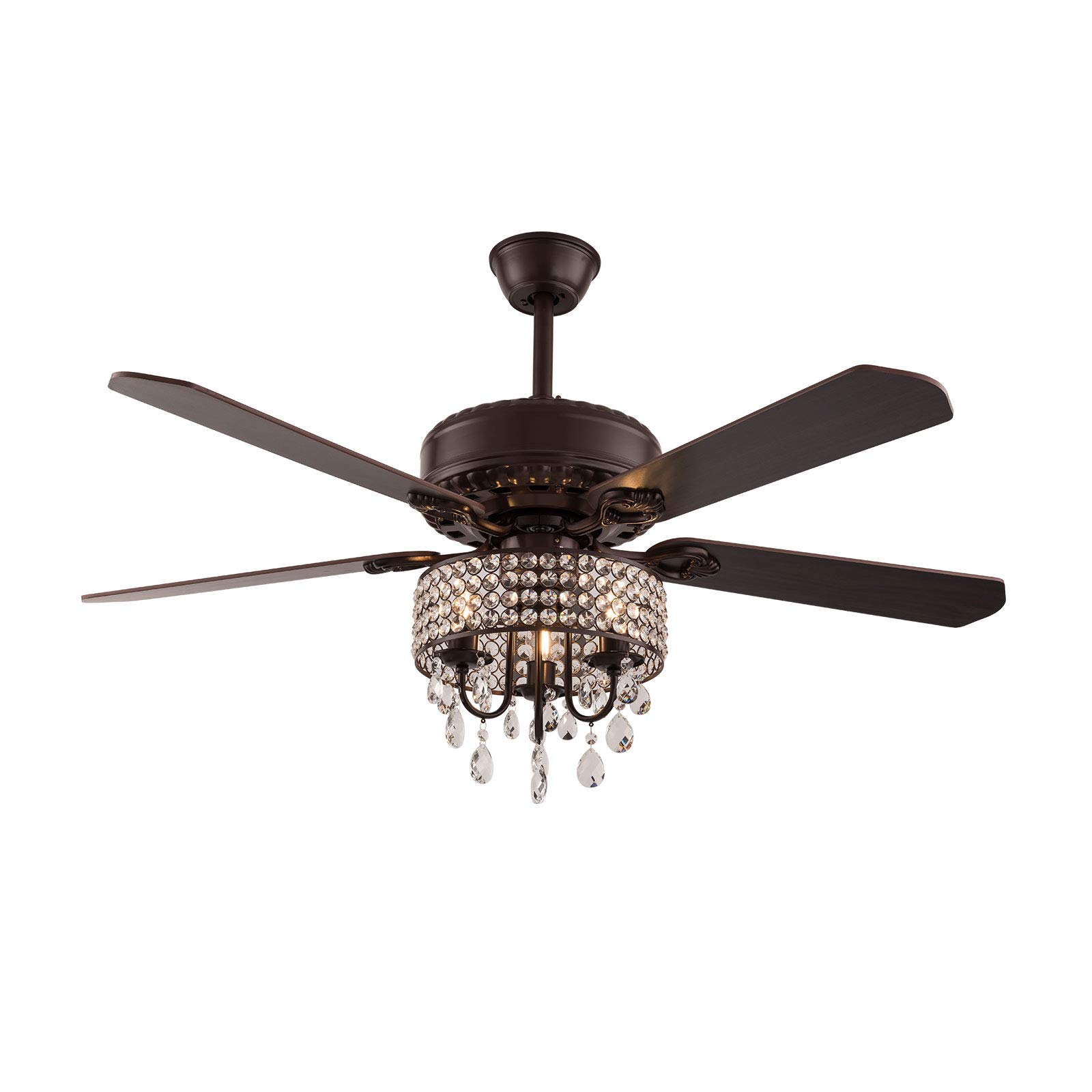 Vintage Crystal Ceiling LED Light with Fan & Remote Control - 52