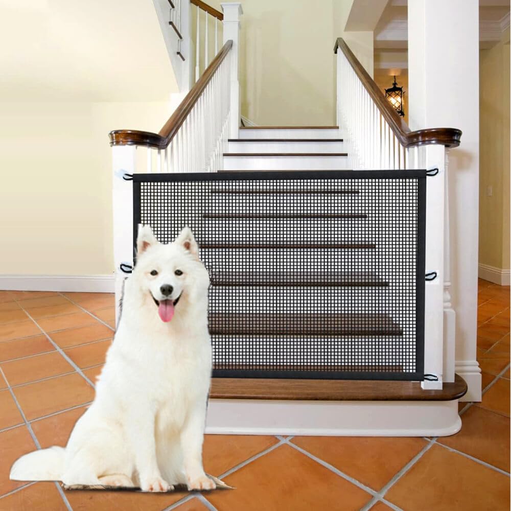 No Drill Retractable Baby & Dog Gate for Stairs & Doorways - 43.3