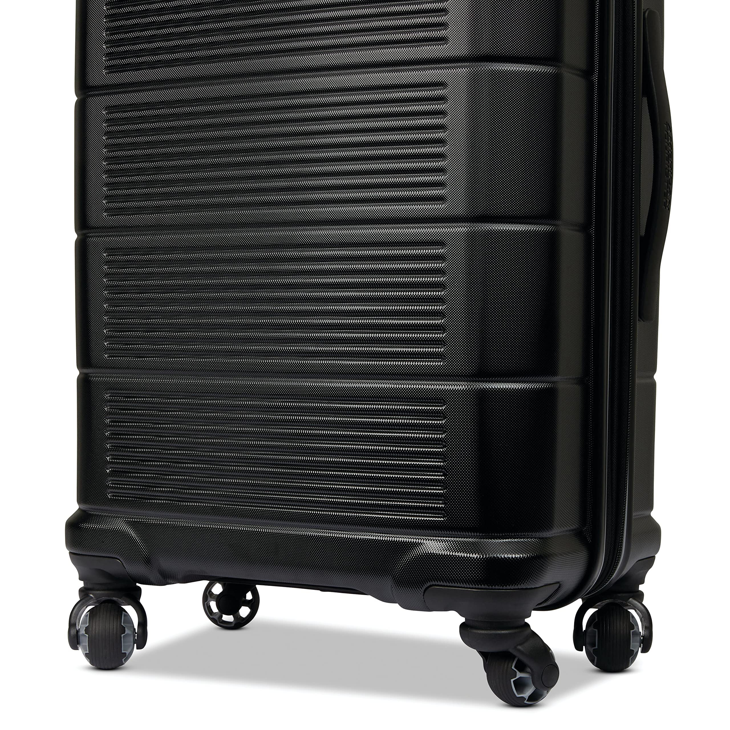 American Tourister Stratum 2.0 Expandable Hardside Spinner Luggage Set - 3-Piece (Carry-On, Medium, Large) in Jet Black | Durable Suitcase for Travel, Business Trips & Vacations