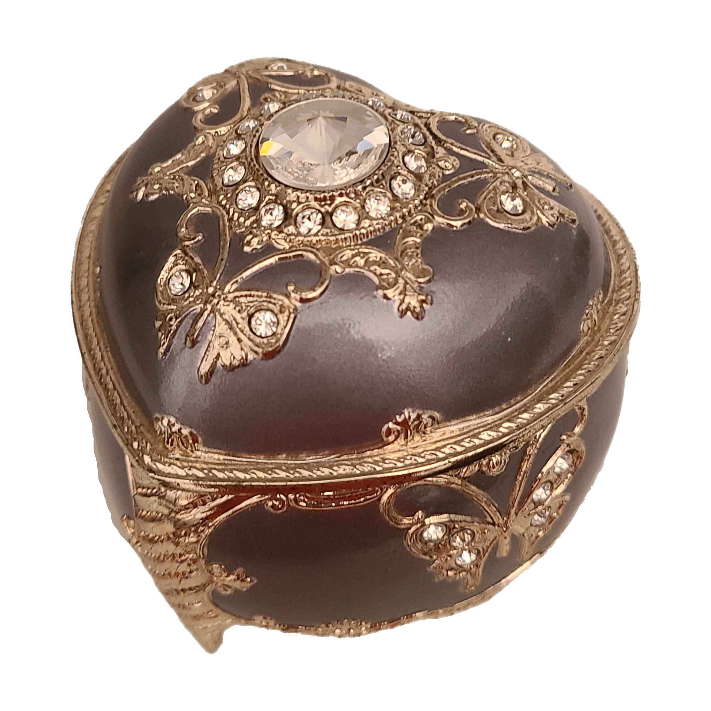 Heart-Shaped Purple Jewelry Box with Sparkling Butterfly & Austrian Crystals - Plays 'My Heart Will Go On' - Perfect for Gift Giving, Jewelry Storage & Home Decor